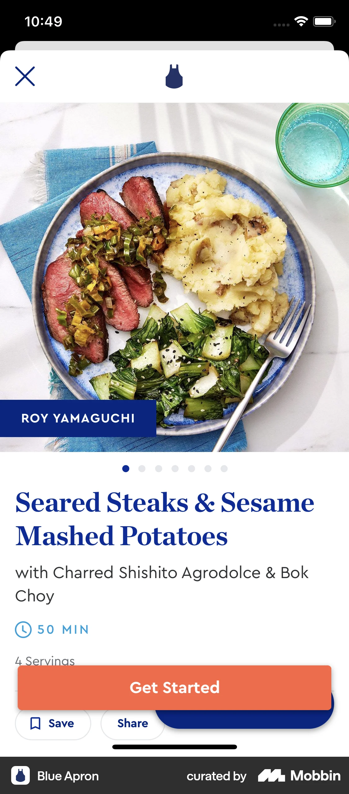 Blue Apron iOS Recipe Detail screen