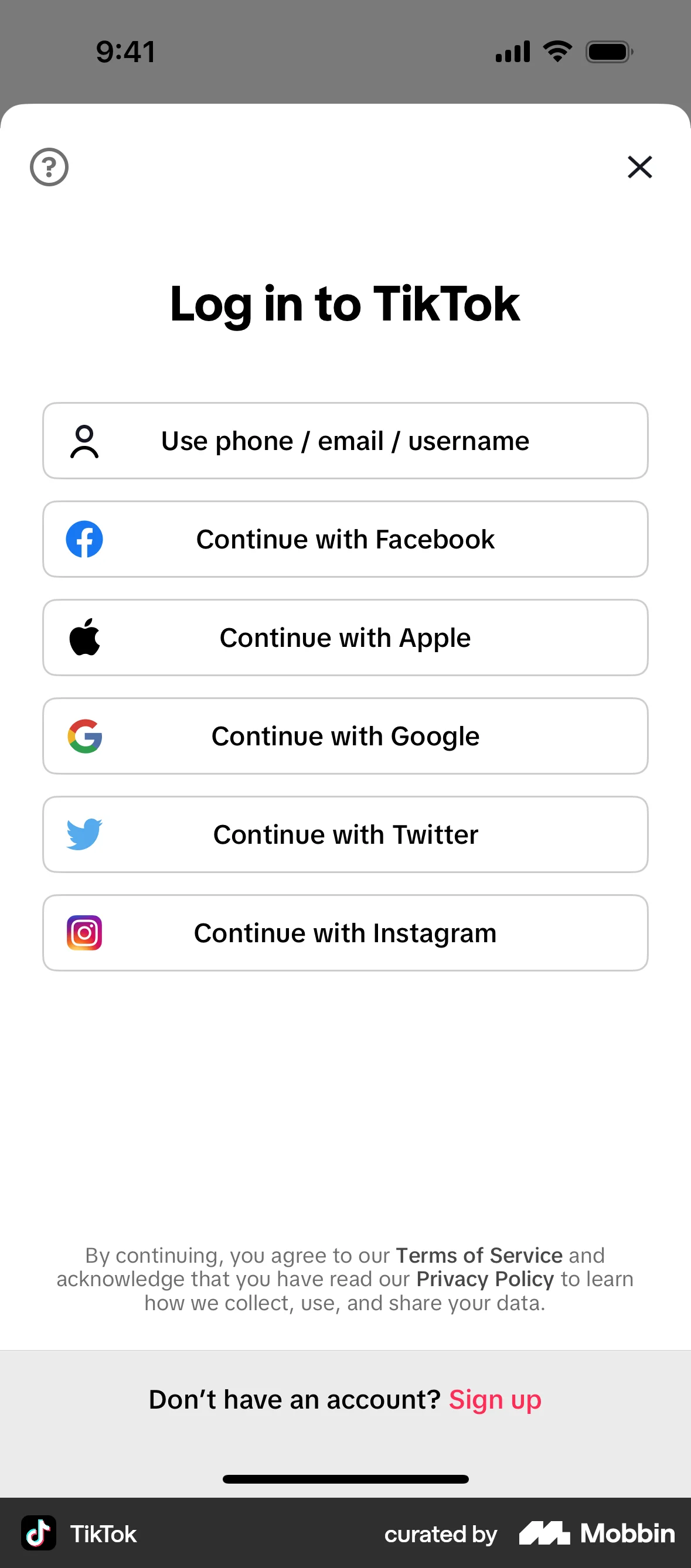 TikTok Switching account screen