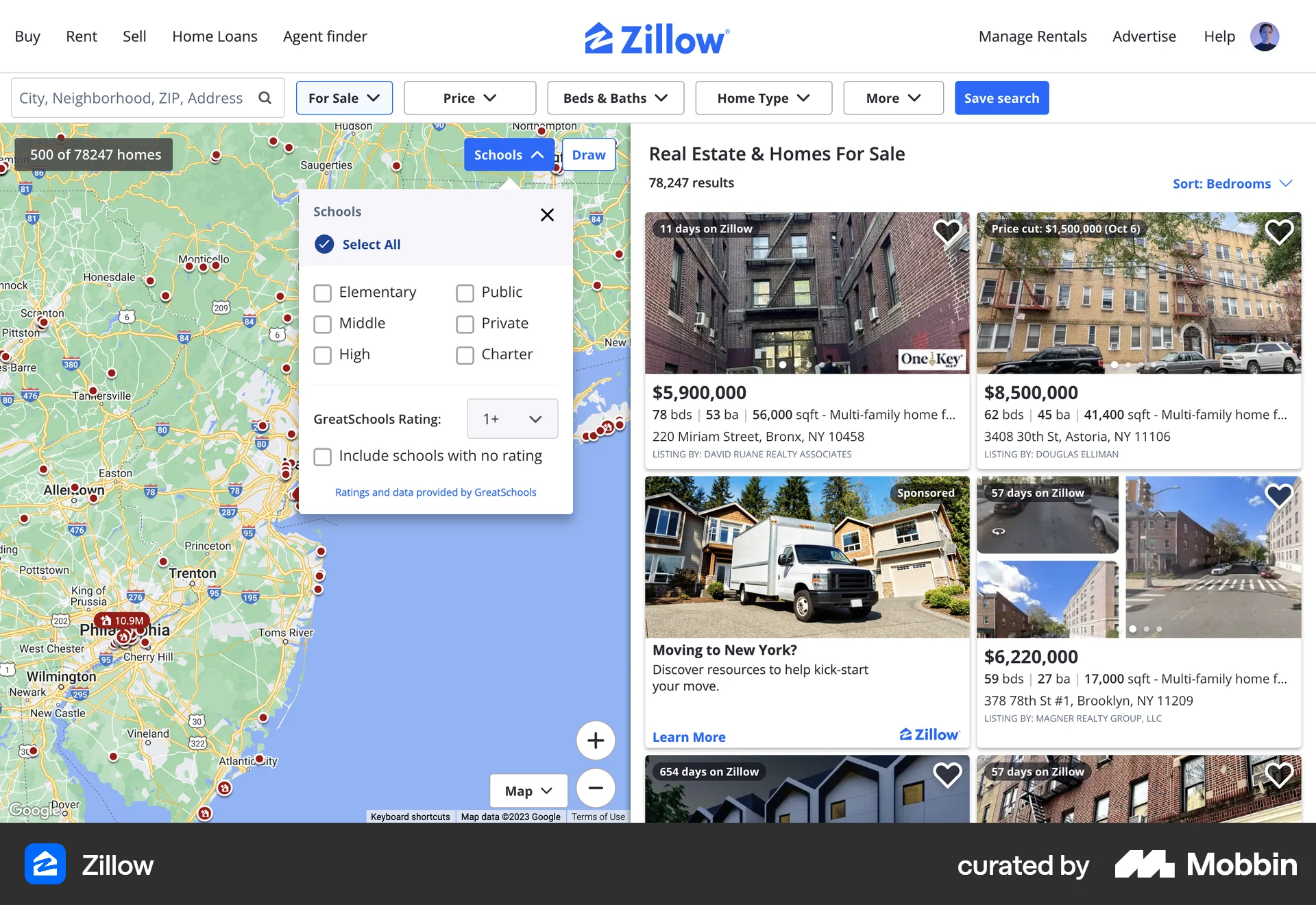 Zillow Web Real Estate App screen