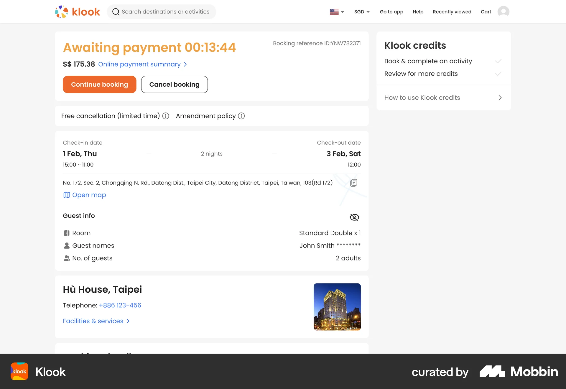 Klook Web Timer & Clock screen