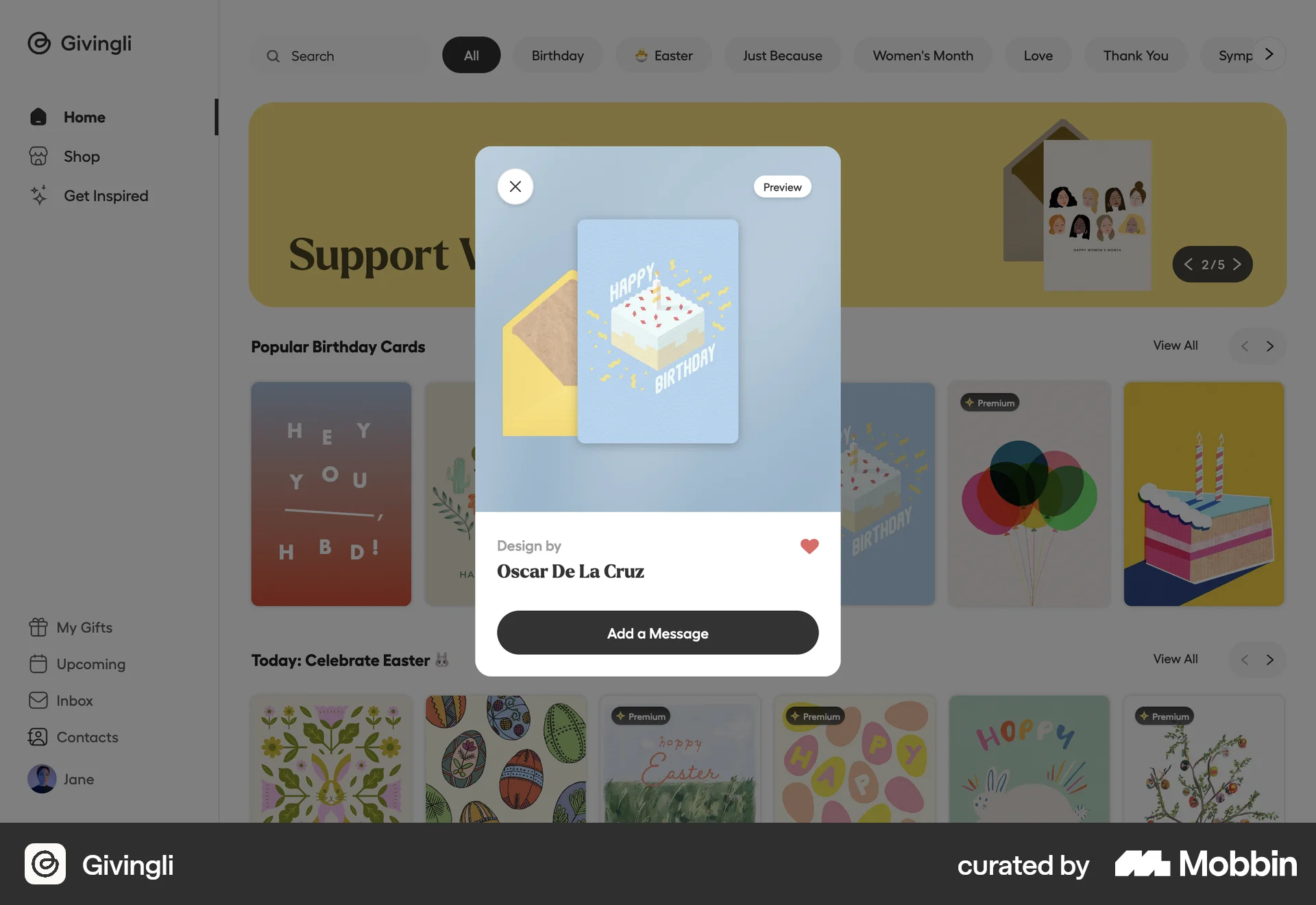 Givingli Web Like & Upvote screen