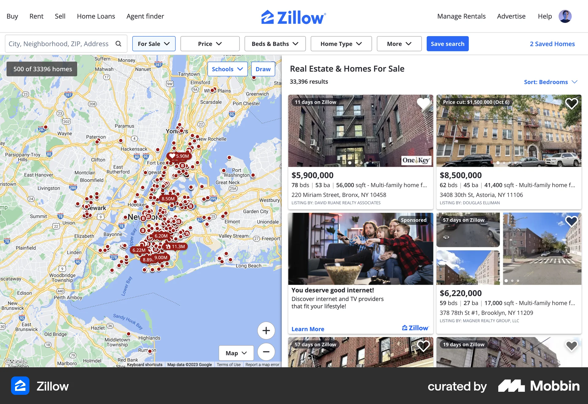 Zillow Web Real Estate App screen