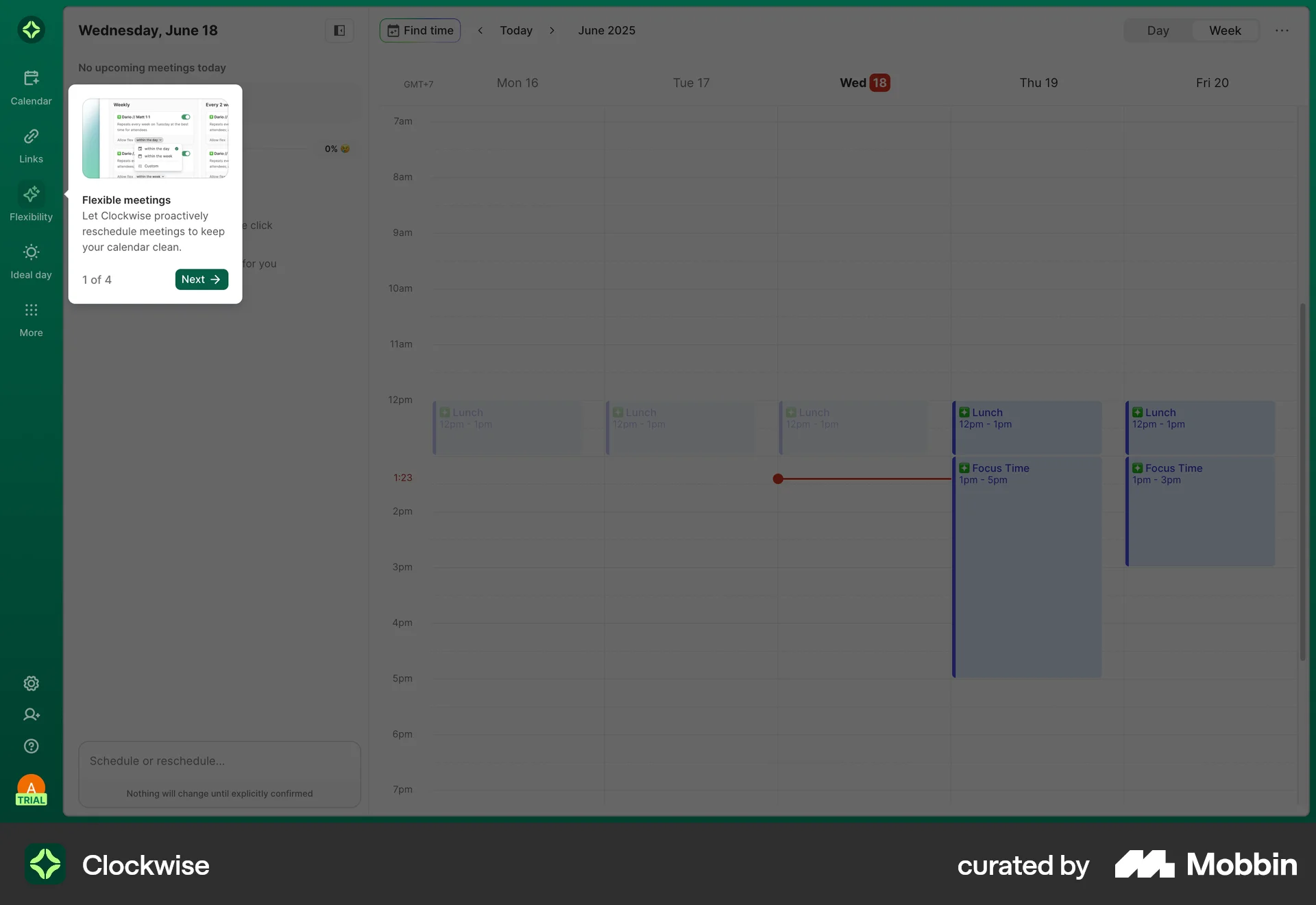 Clockwise Web screen containing Coach Marks UI element