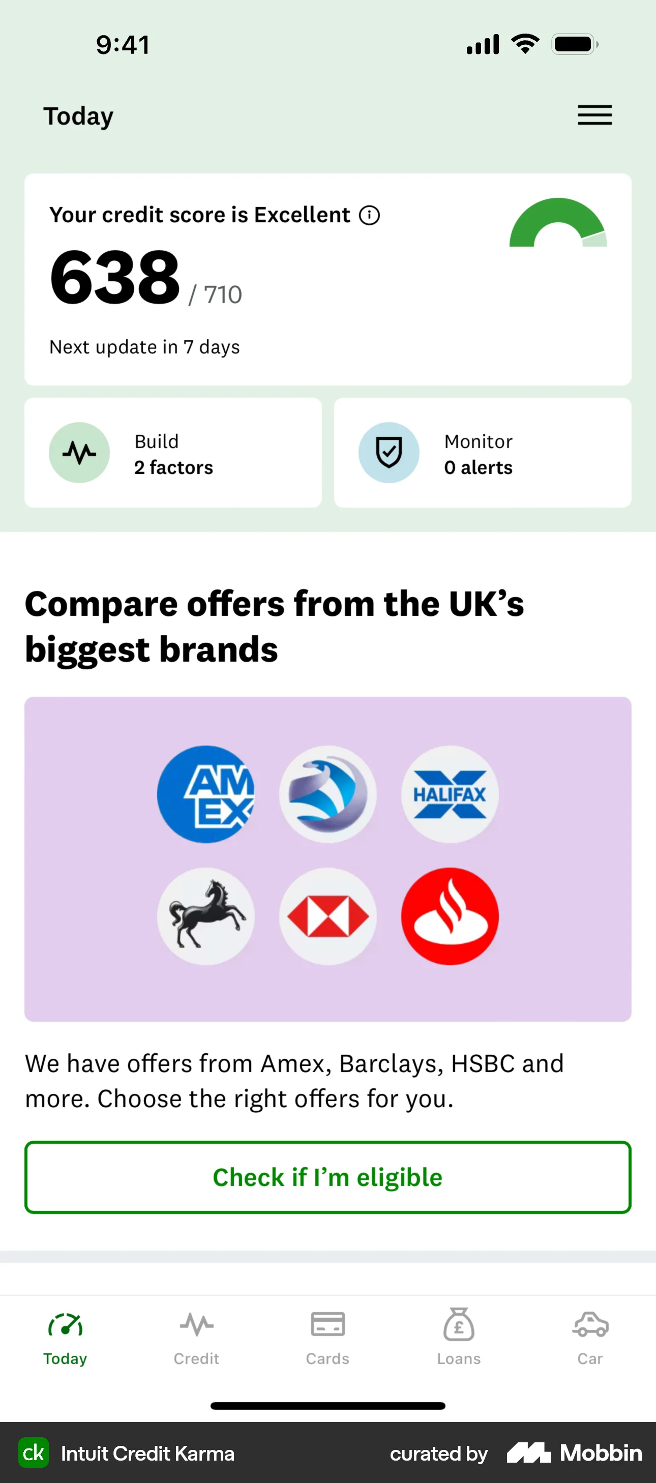 Credit Karma iOS Bank App Design screen