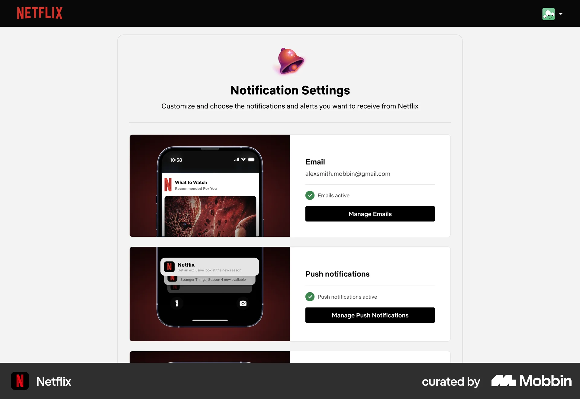 Netflix Web screen containing Badge UI element