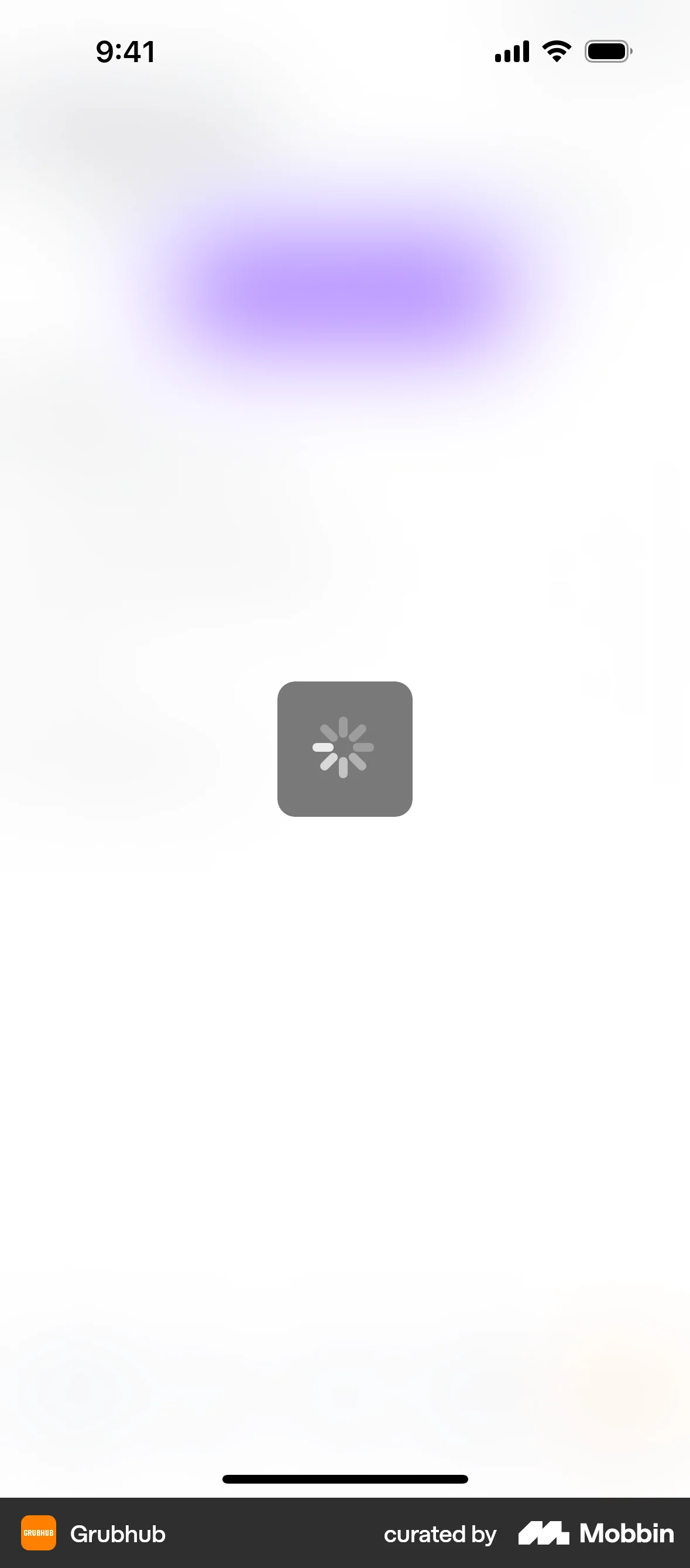 Grubhub iOS screen containing Spinner UI UI element