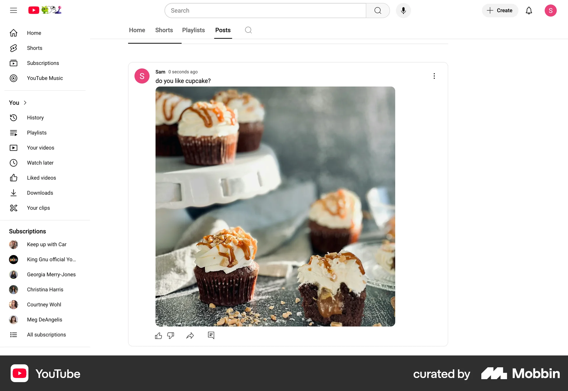 YouTube Web Post Detail screen