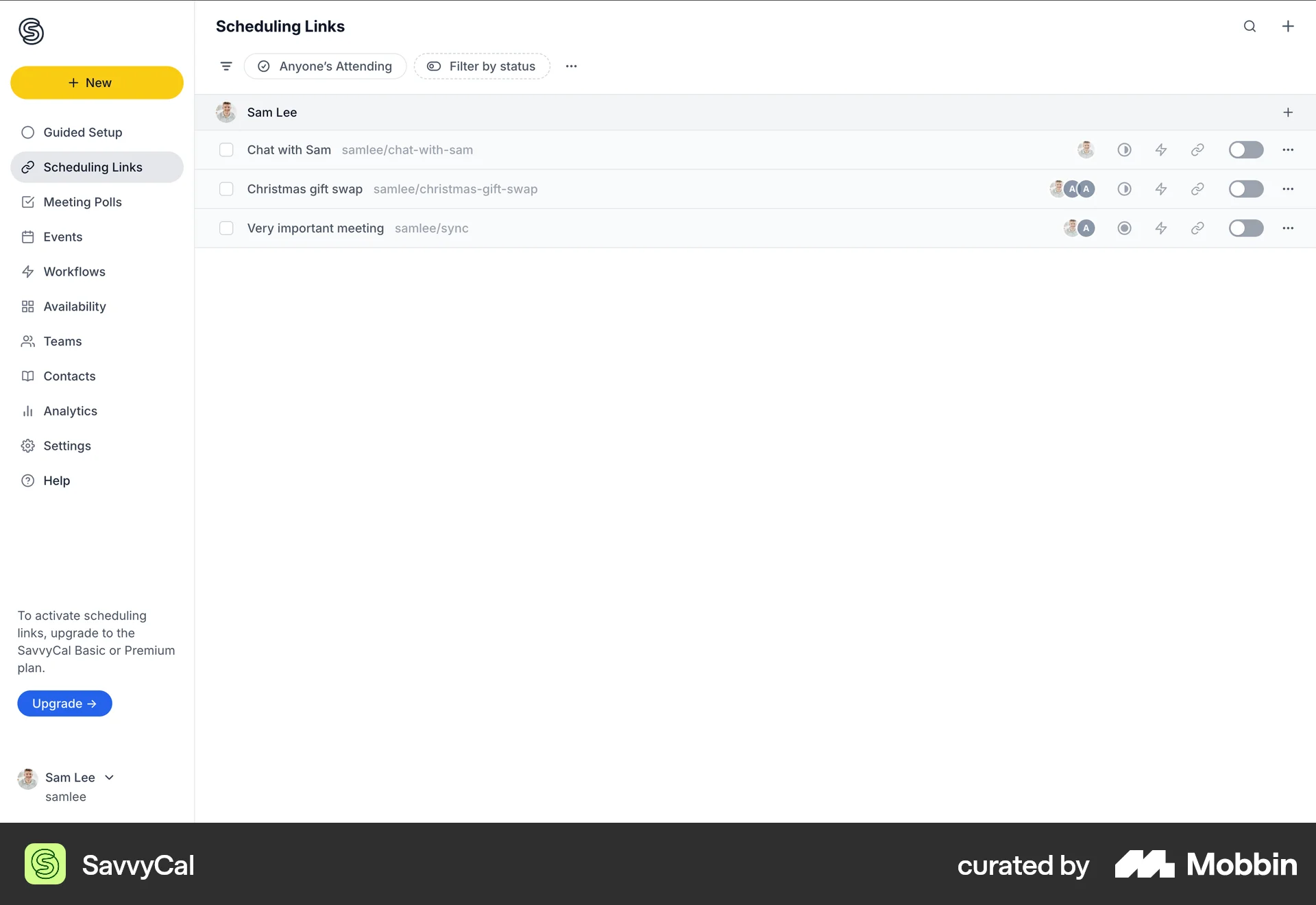 SavvyCal Web Goal & Task screen