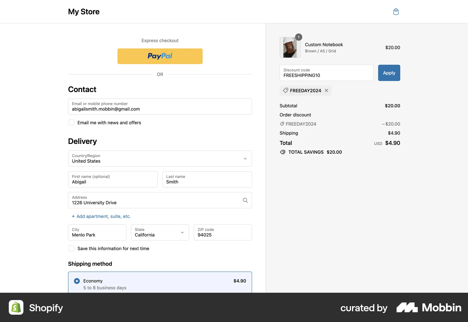 Shopify Web CRM App screen