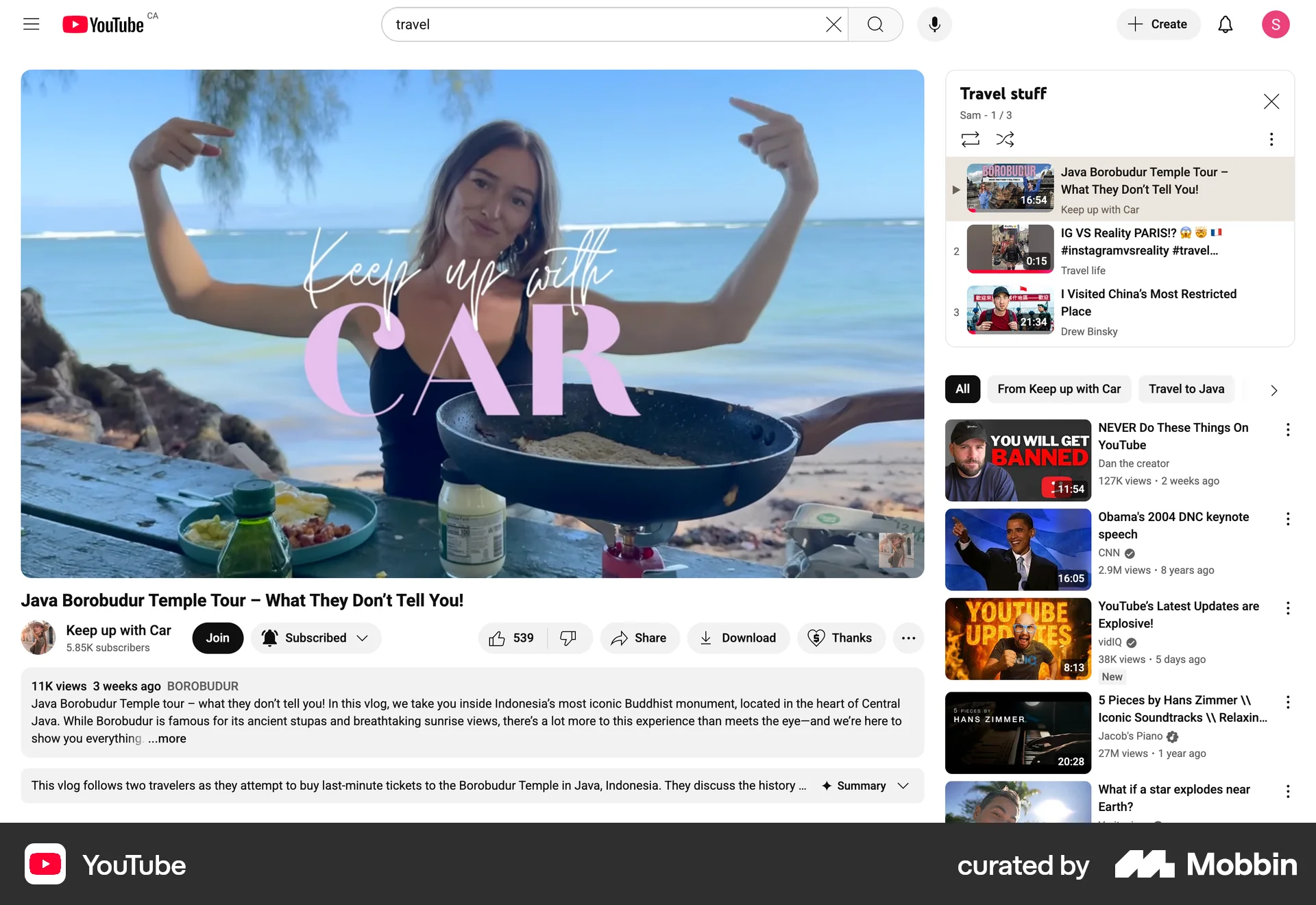YouTube Web Playlists screen