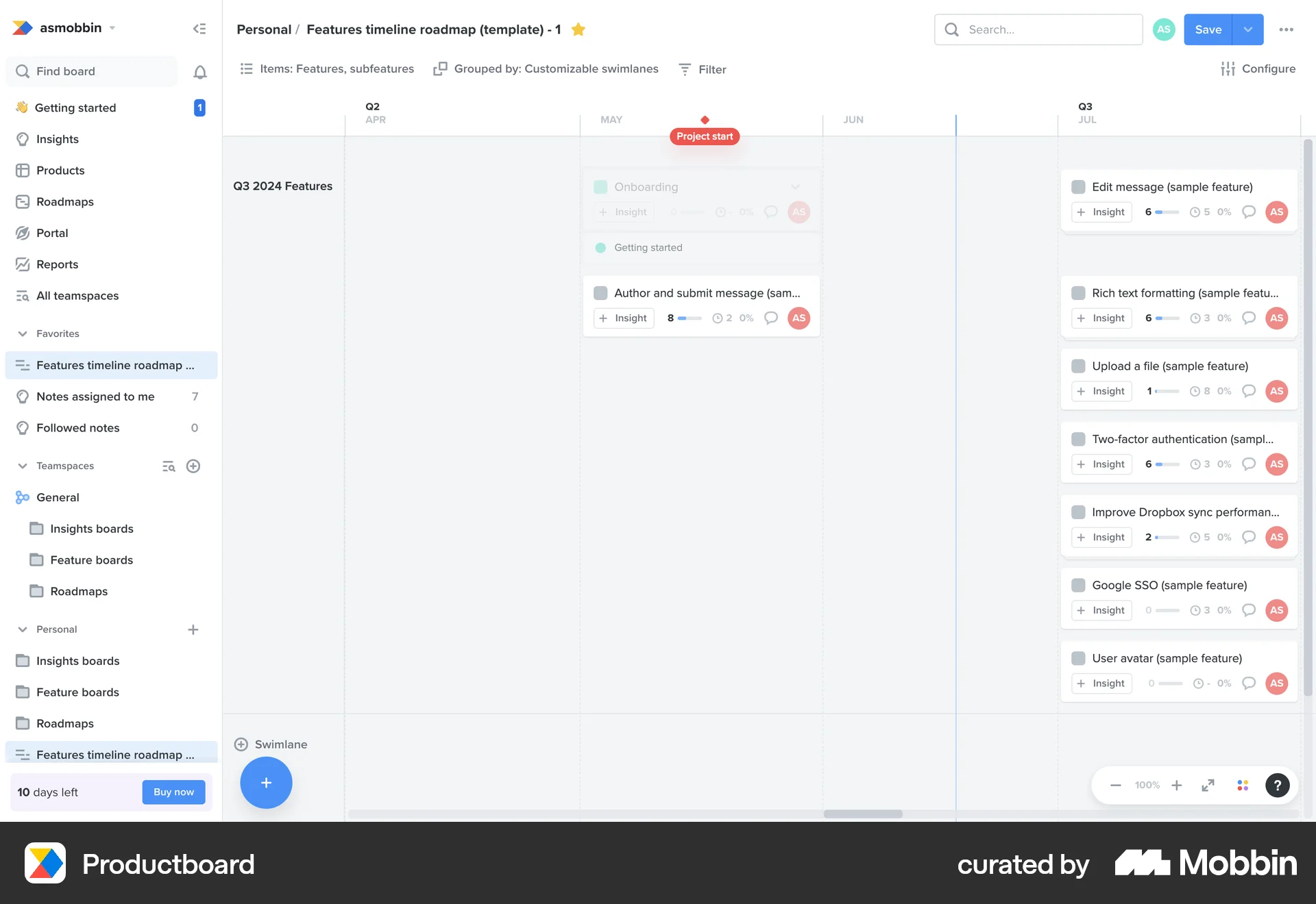 Productboard Web Save screen