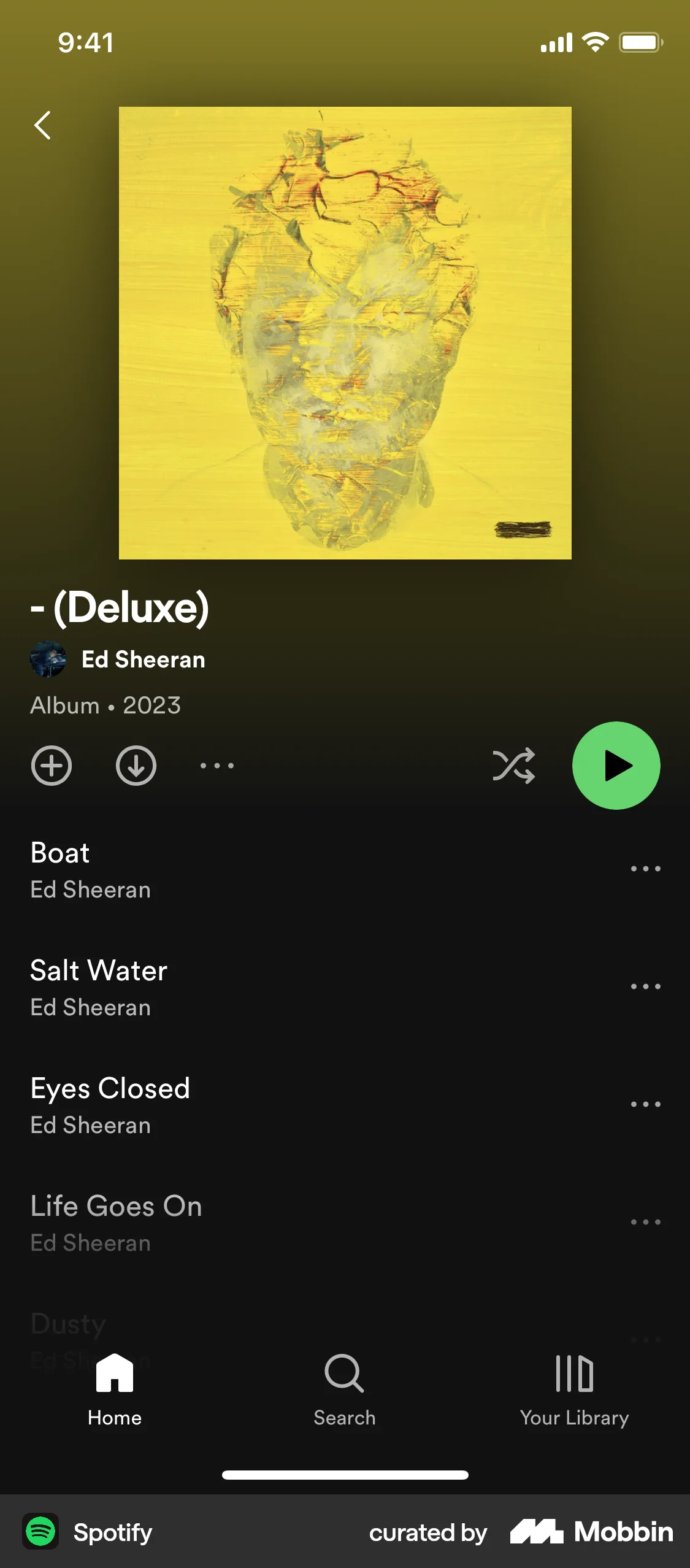 Spotify iOS Playlists screen