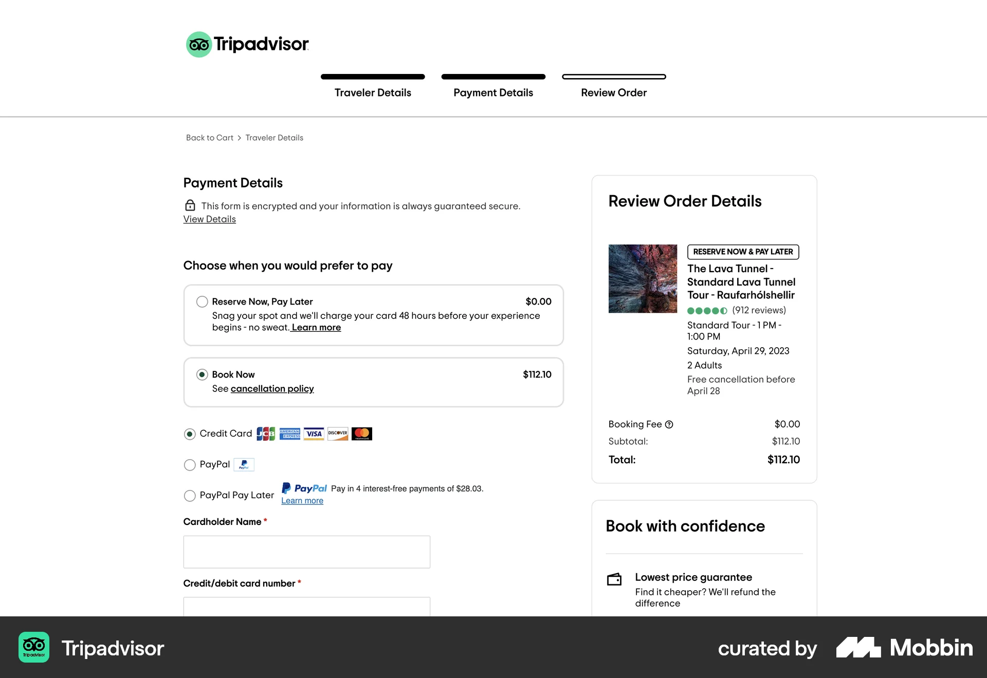 Tripadvisor Web screen containing Radio Button UI element