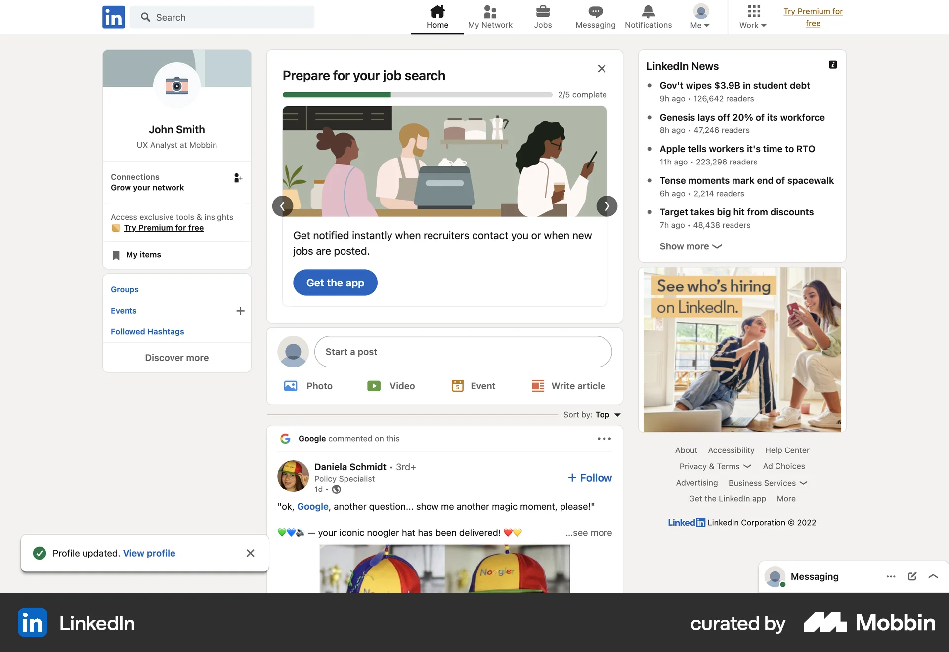 LinkedIn Web Jobs & Recruitment App screen