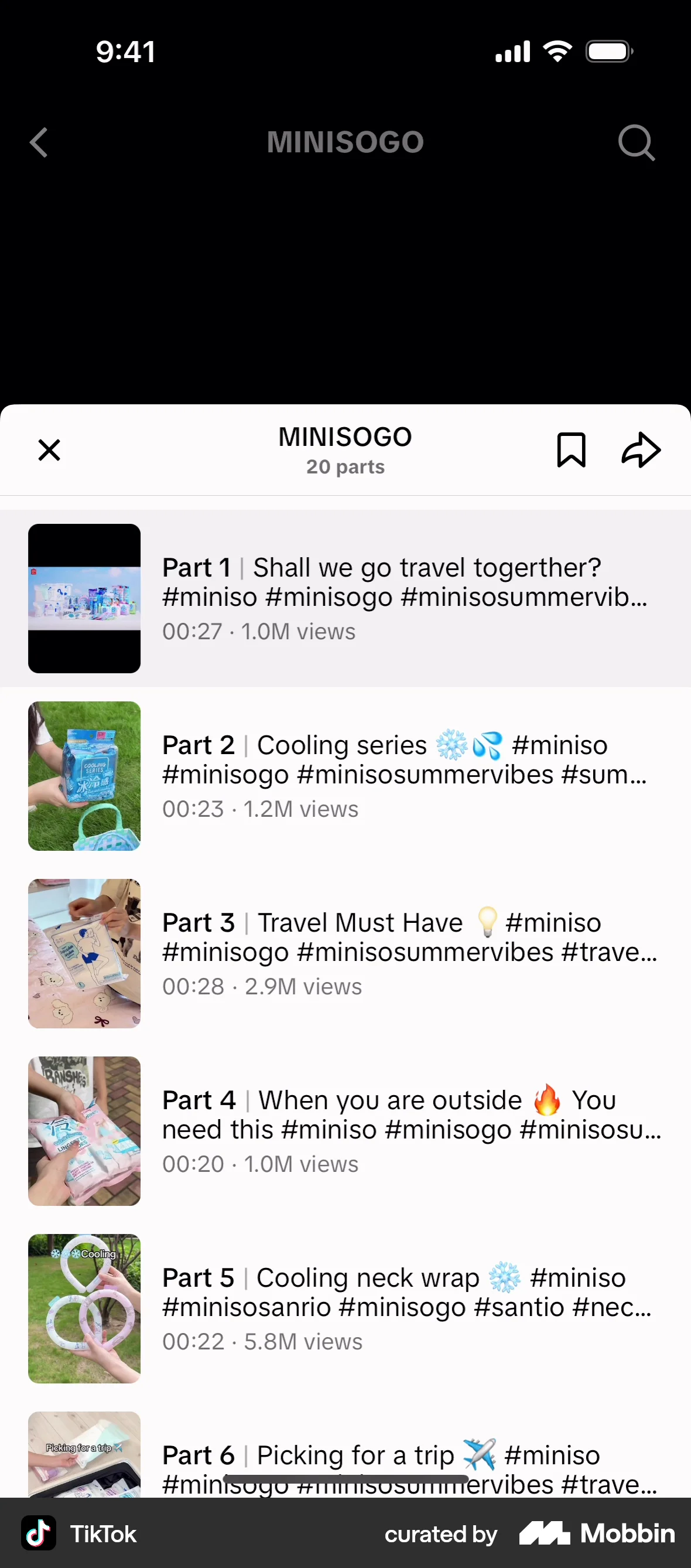 TikTok iOS Playlists screen
