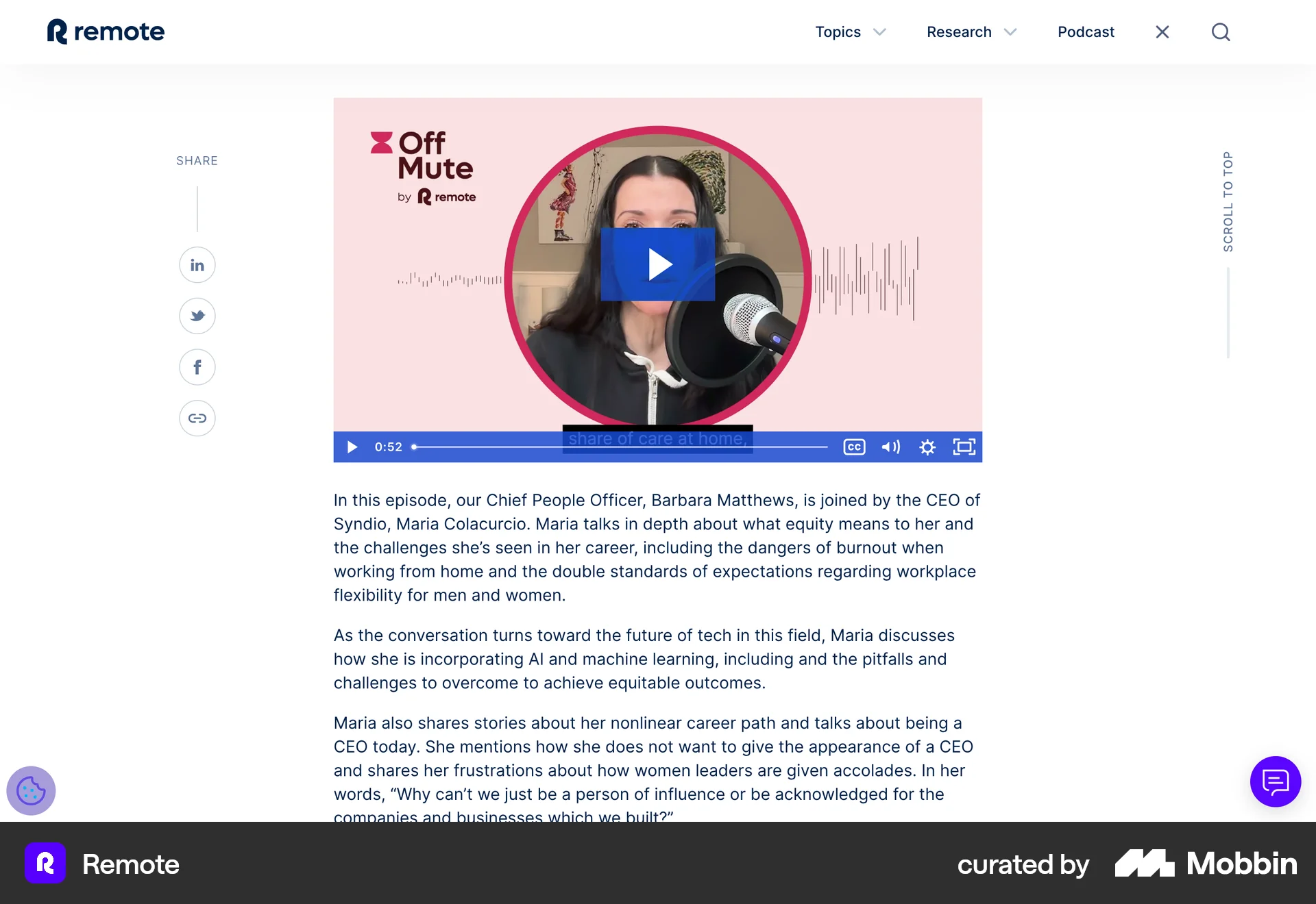 Remote Web Song & Podcast Detail screen