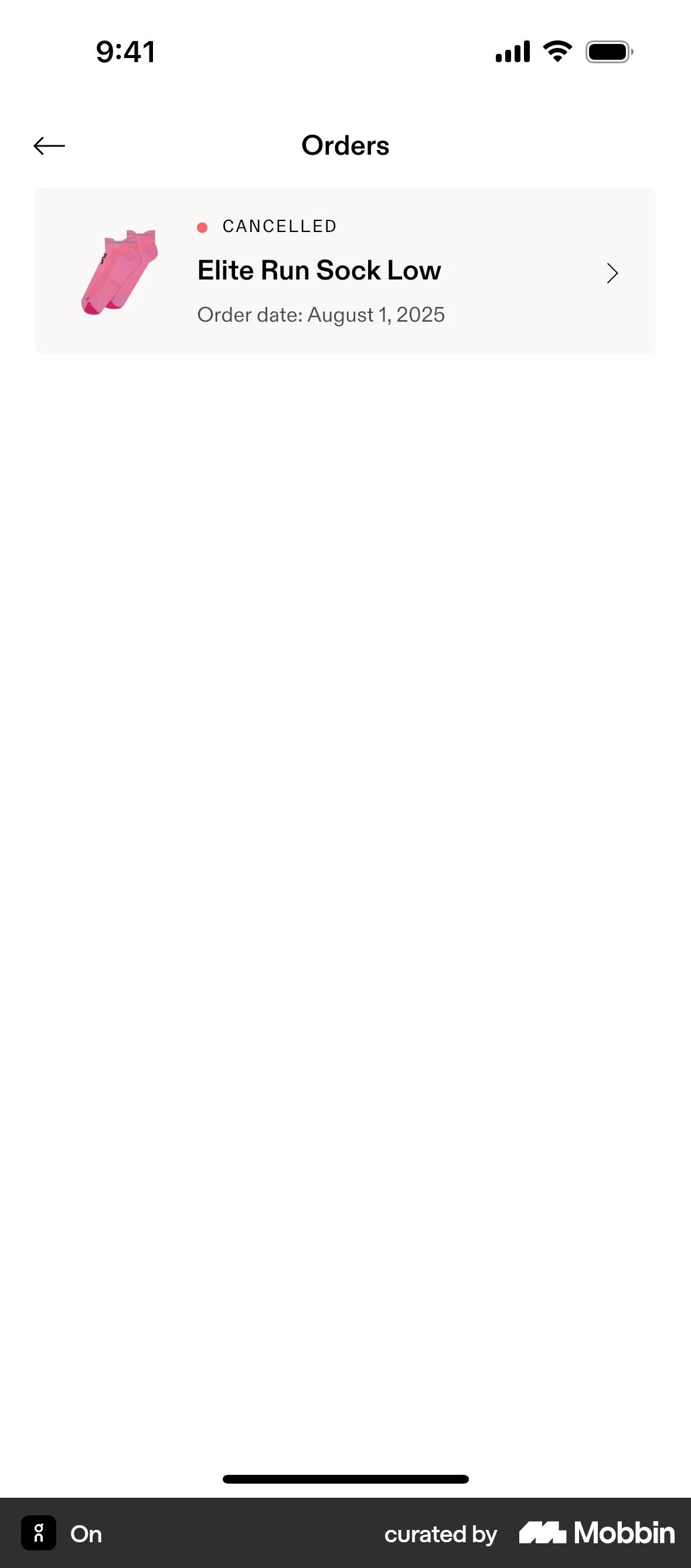 On iOS Order History screen