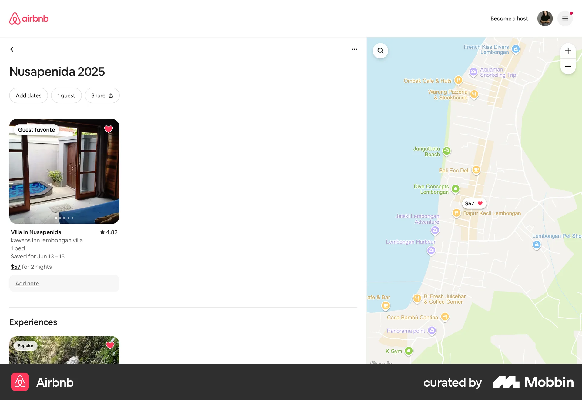 Airbnb Web Bookmarks & Collections screen