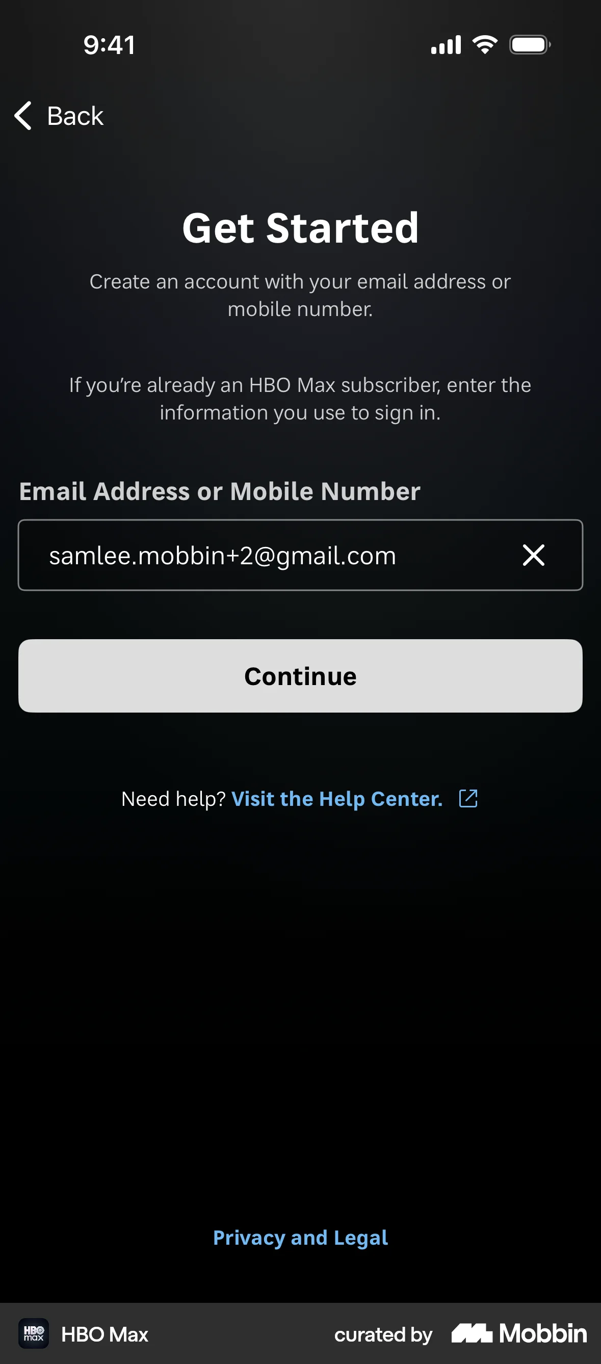 HBO Max Onboarding screen