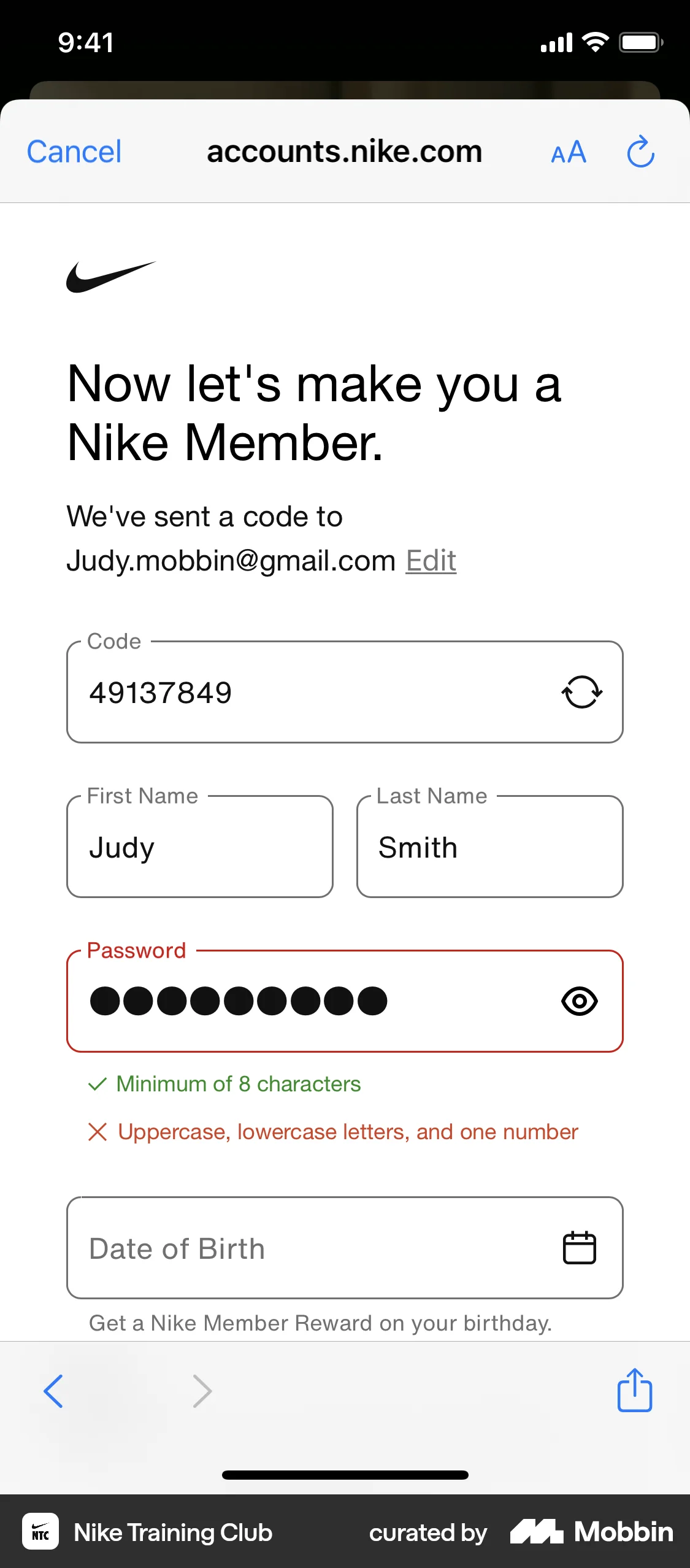 Nike Training Club iOS Browser screen