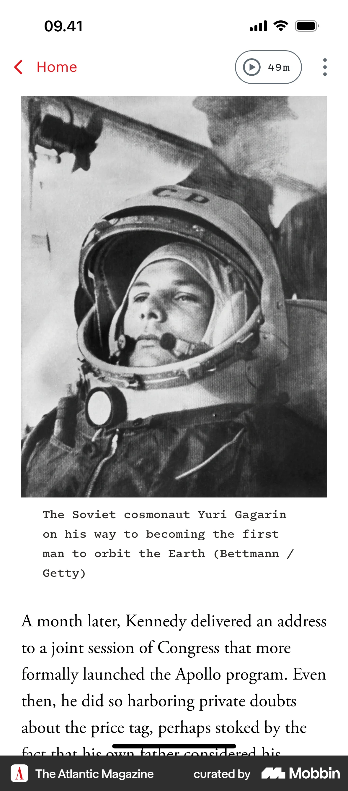 The Atlantic Magazine iOS Article Detail screen