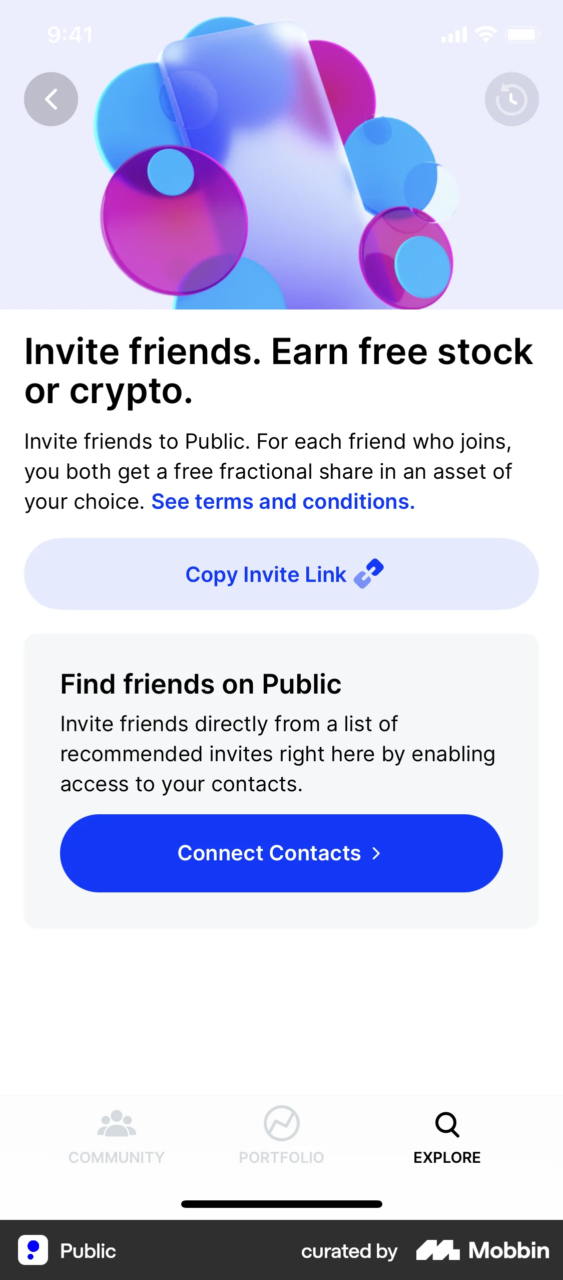 Public iOS Invite & Refer Friends screen