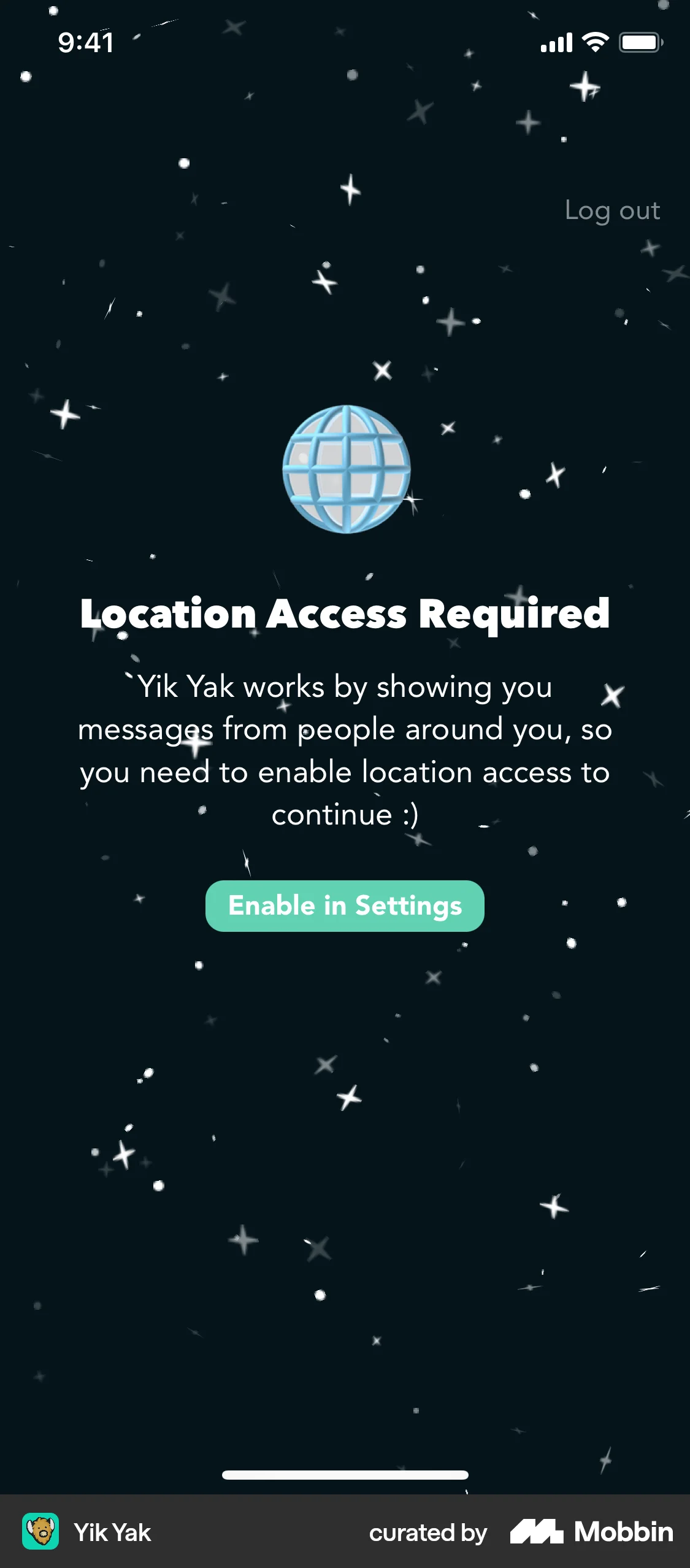 Yik Yak iOS Permission screen