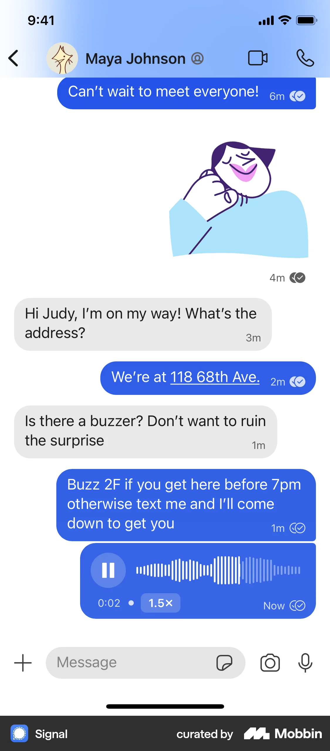 Signal iOS Audio Player screen