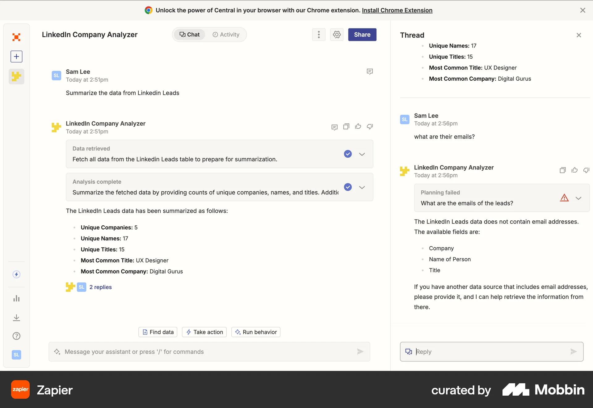Zapier Web screen containing Rating Control UI element