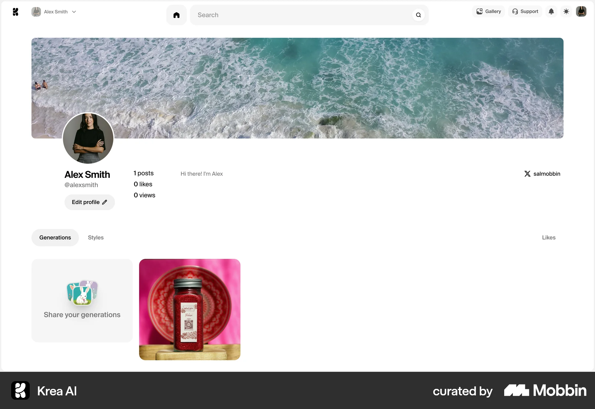 Krea AI Web screen containing Tab UI element