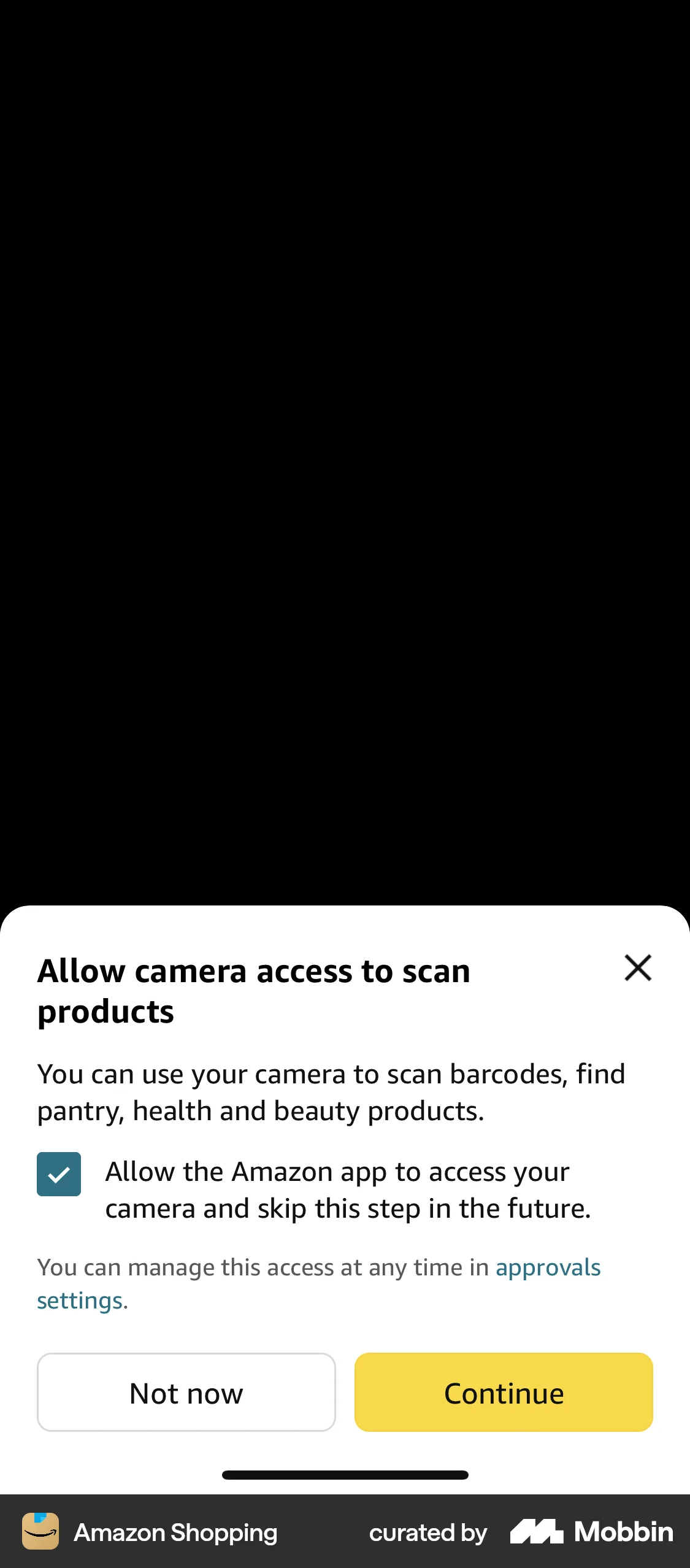 Amazon Shopping iOS Permission screen