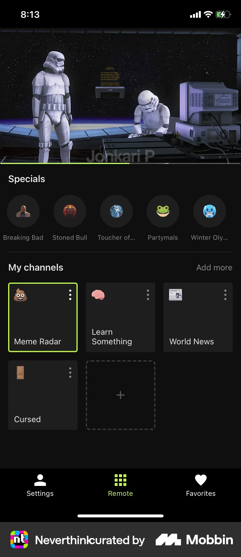 Neverthink iOS Video Player screen