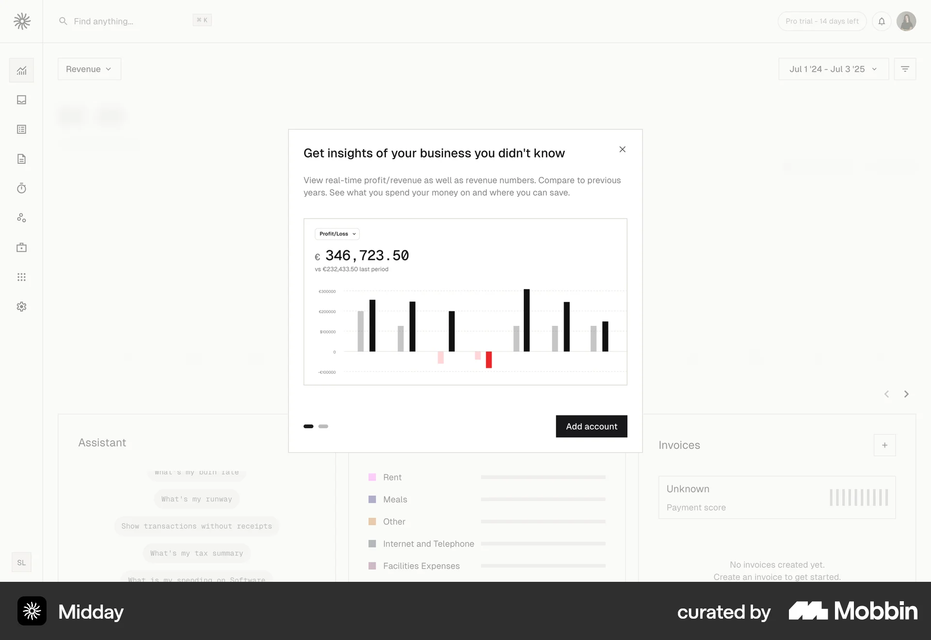 Midday Web Feature Info screen