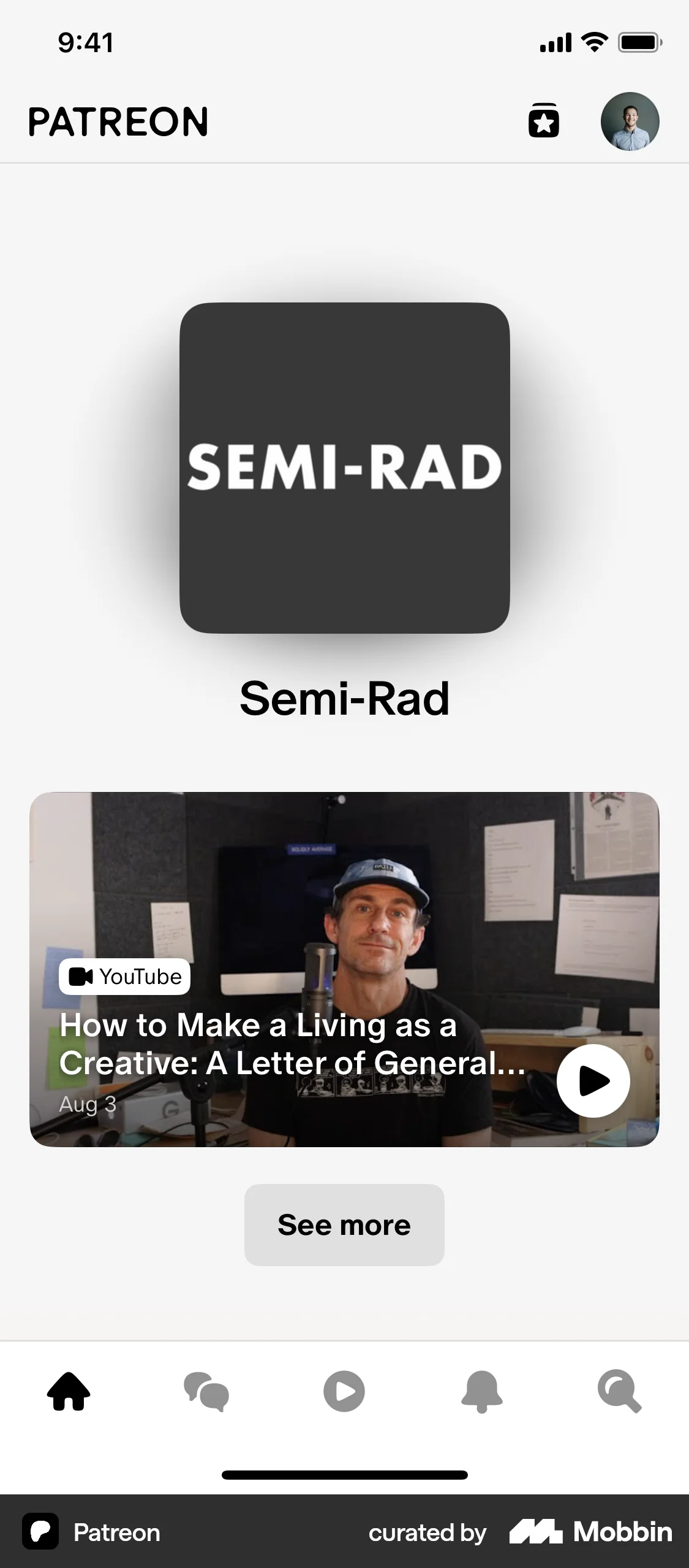Patreon iOS Social Feed screen