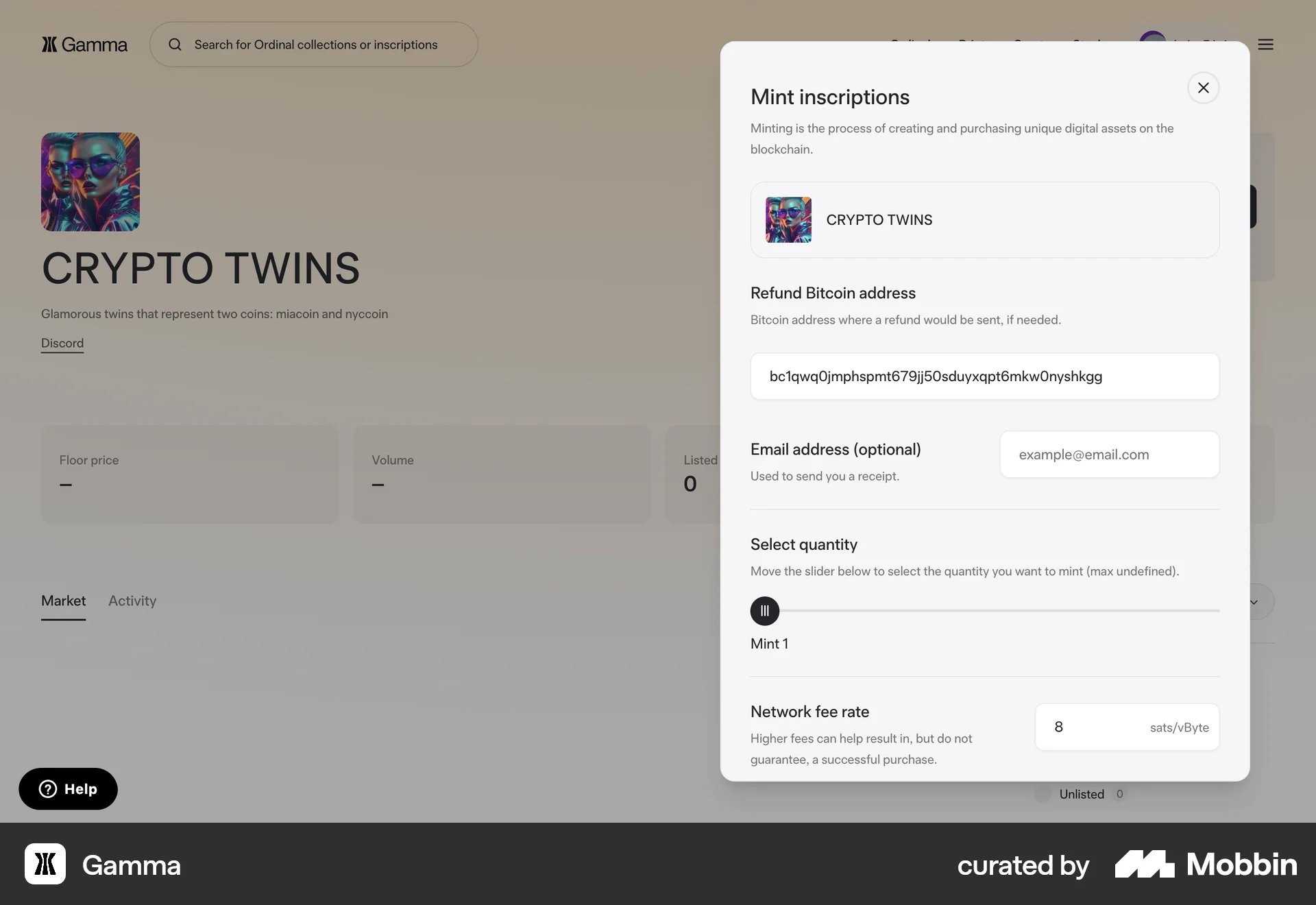 Gamma Web Other Action screen