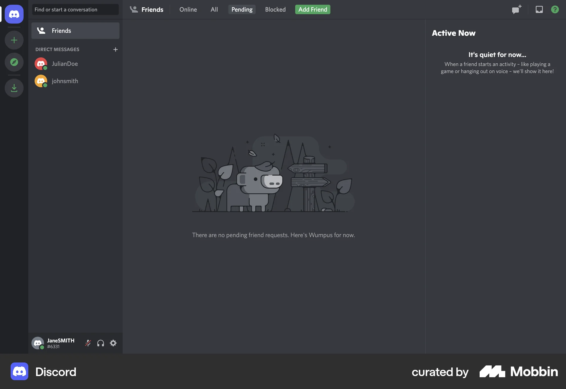 Discord Web screen containing Status Dot UI element