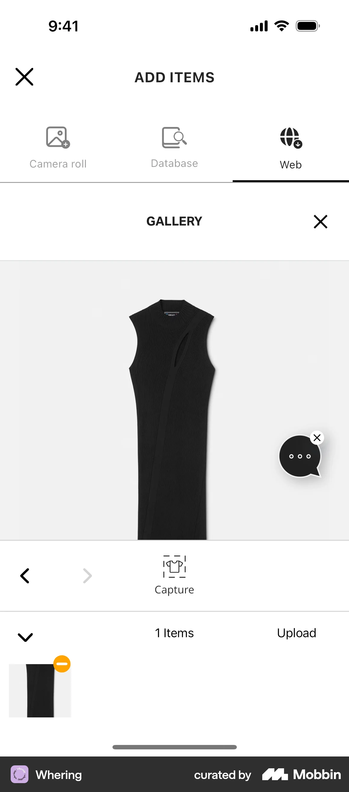 Whering iOS screen containing Drawer UI element