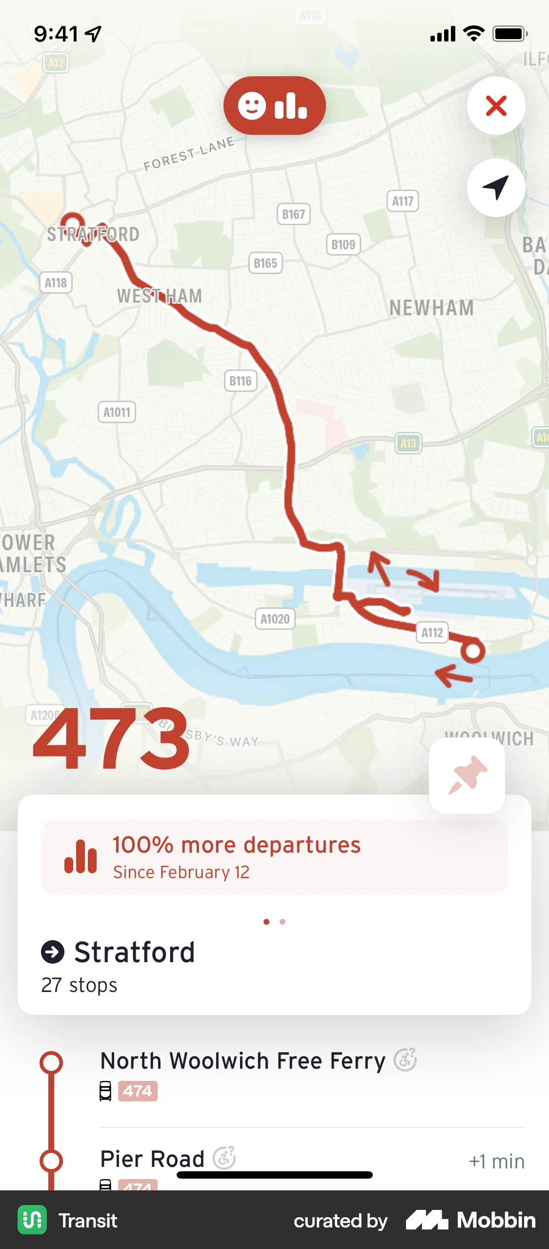Transit iOS Map screen