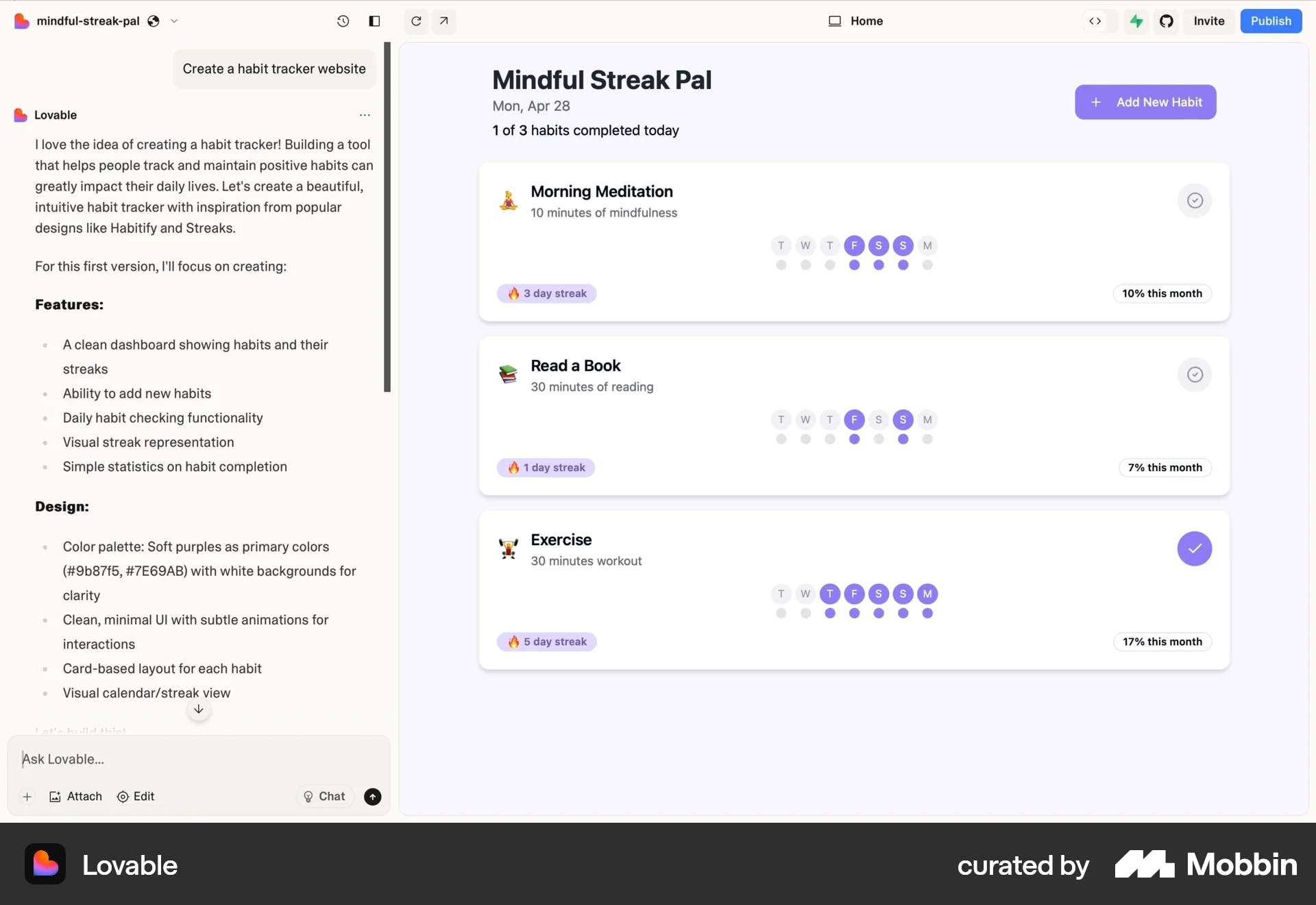Lovable Web screen containing Switch UI element