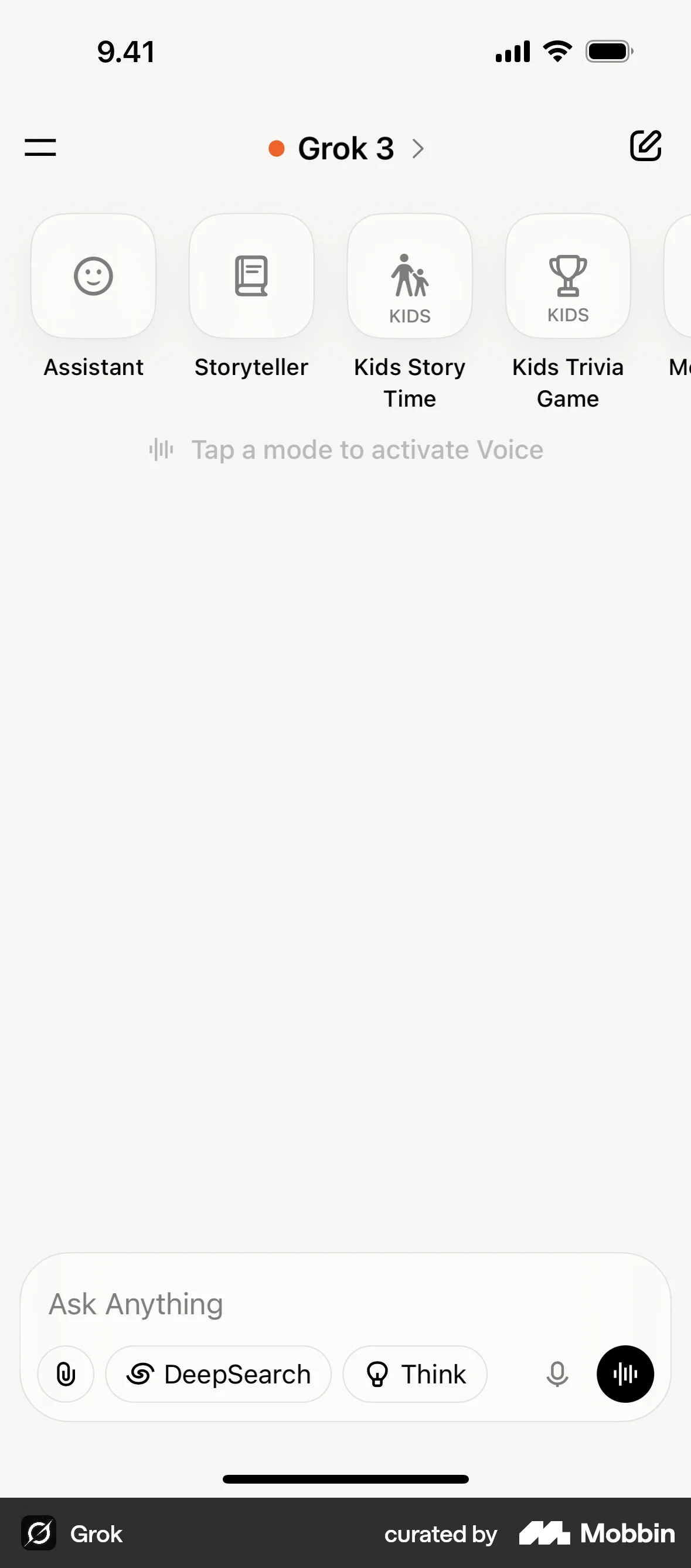 Grok iOS Chat Bot screen