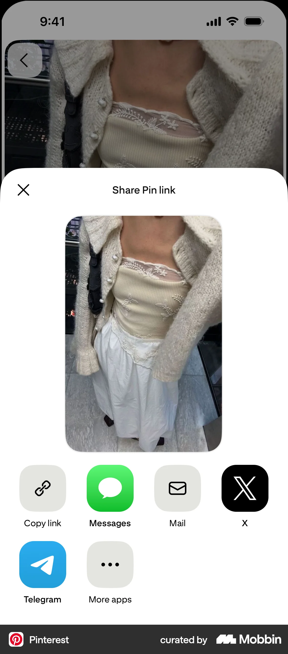 Pinterest iOS screen containing Button UI element