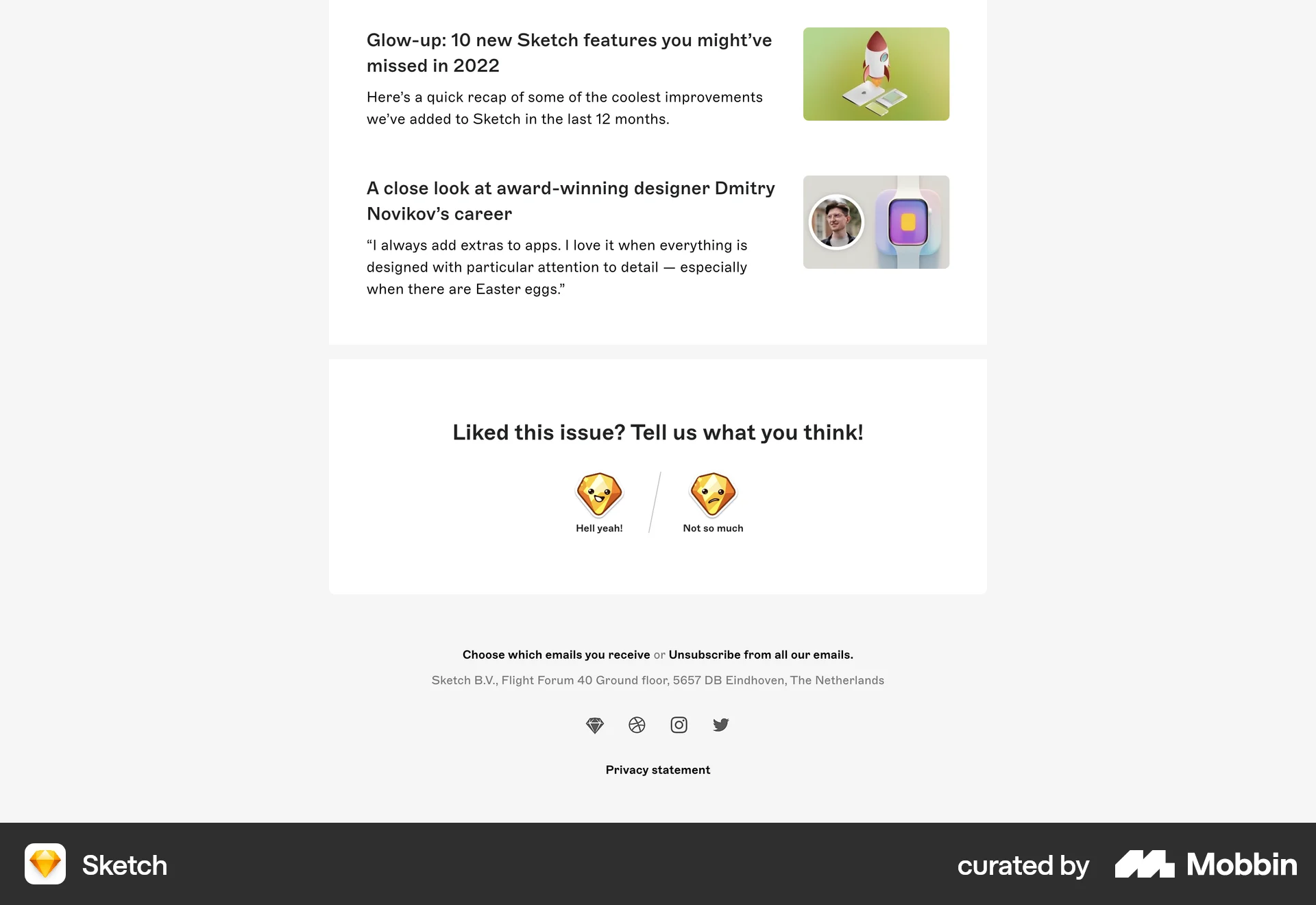 Sketch Web Feedback screen