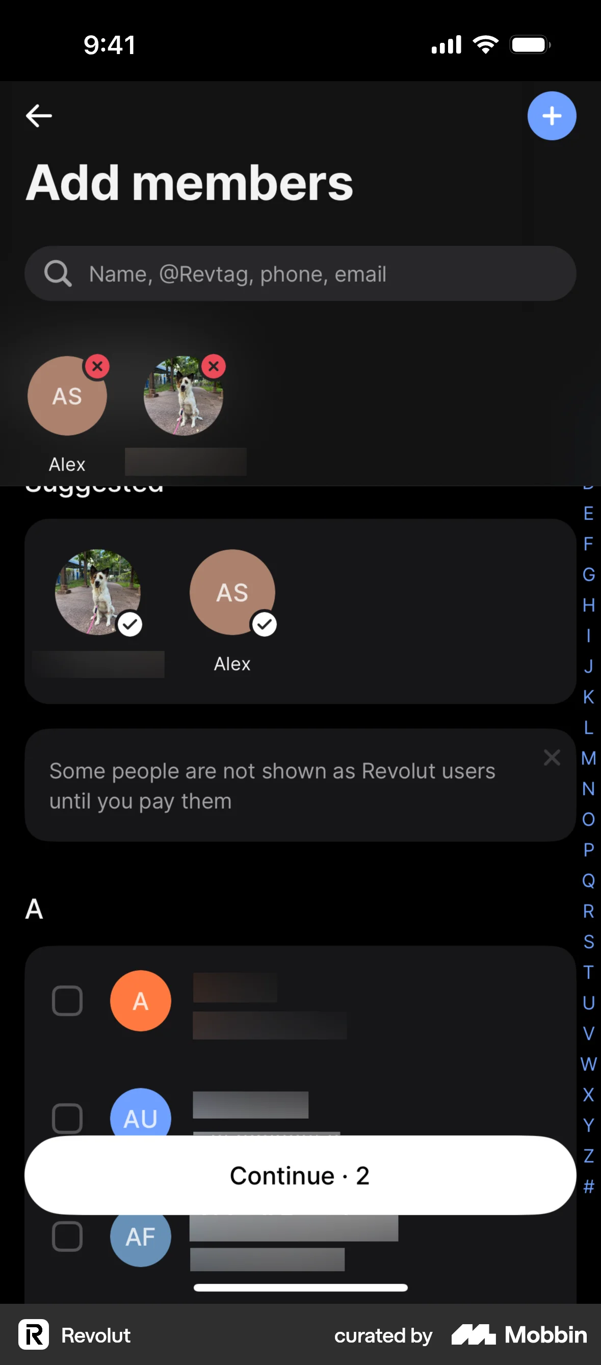 Revolut iOS Invite Teammates screen