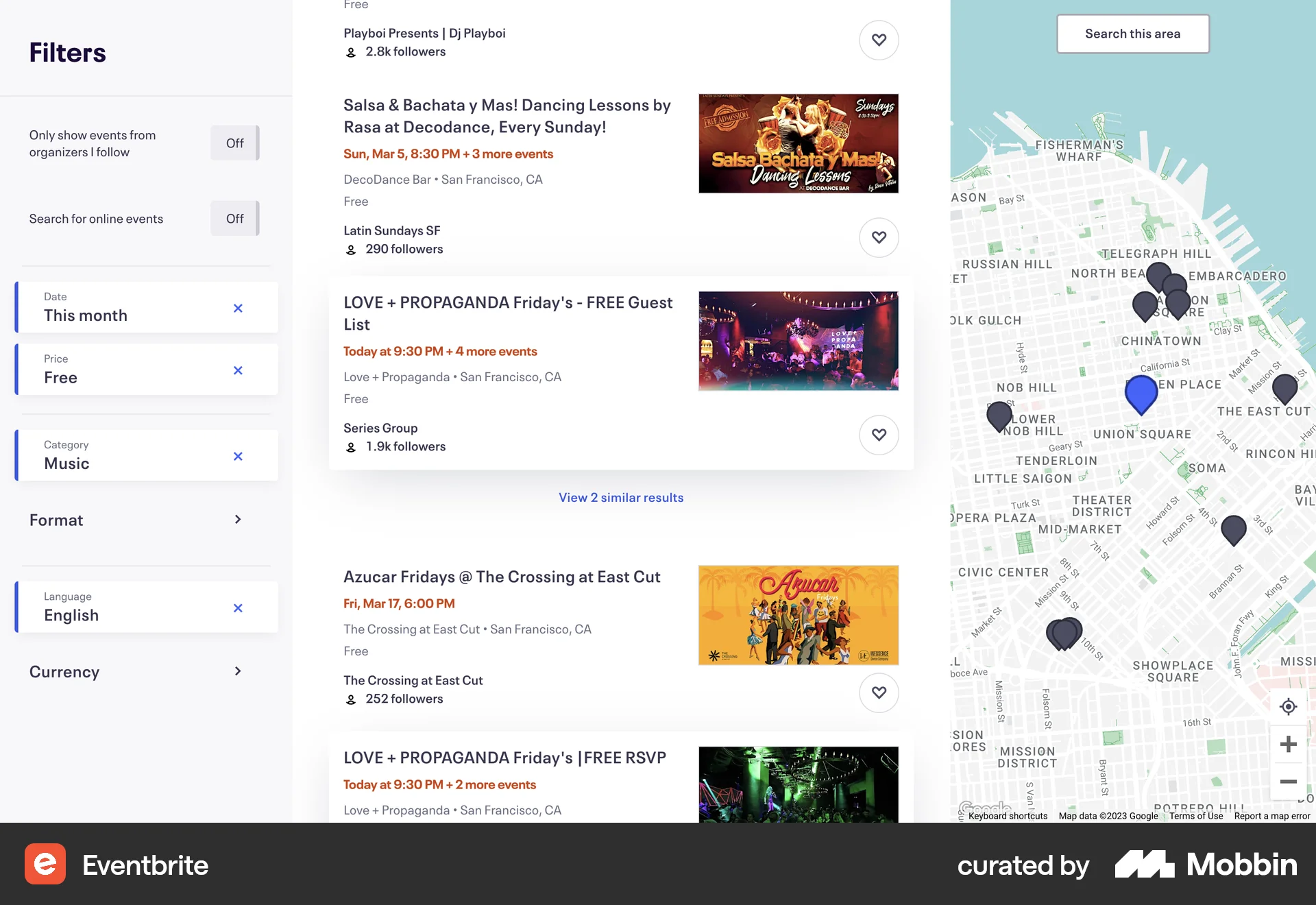 Eventbrite Web screen containing Map Pin UI element