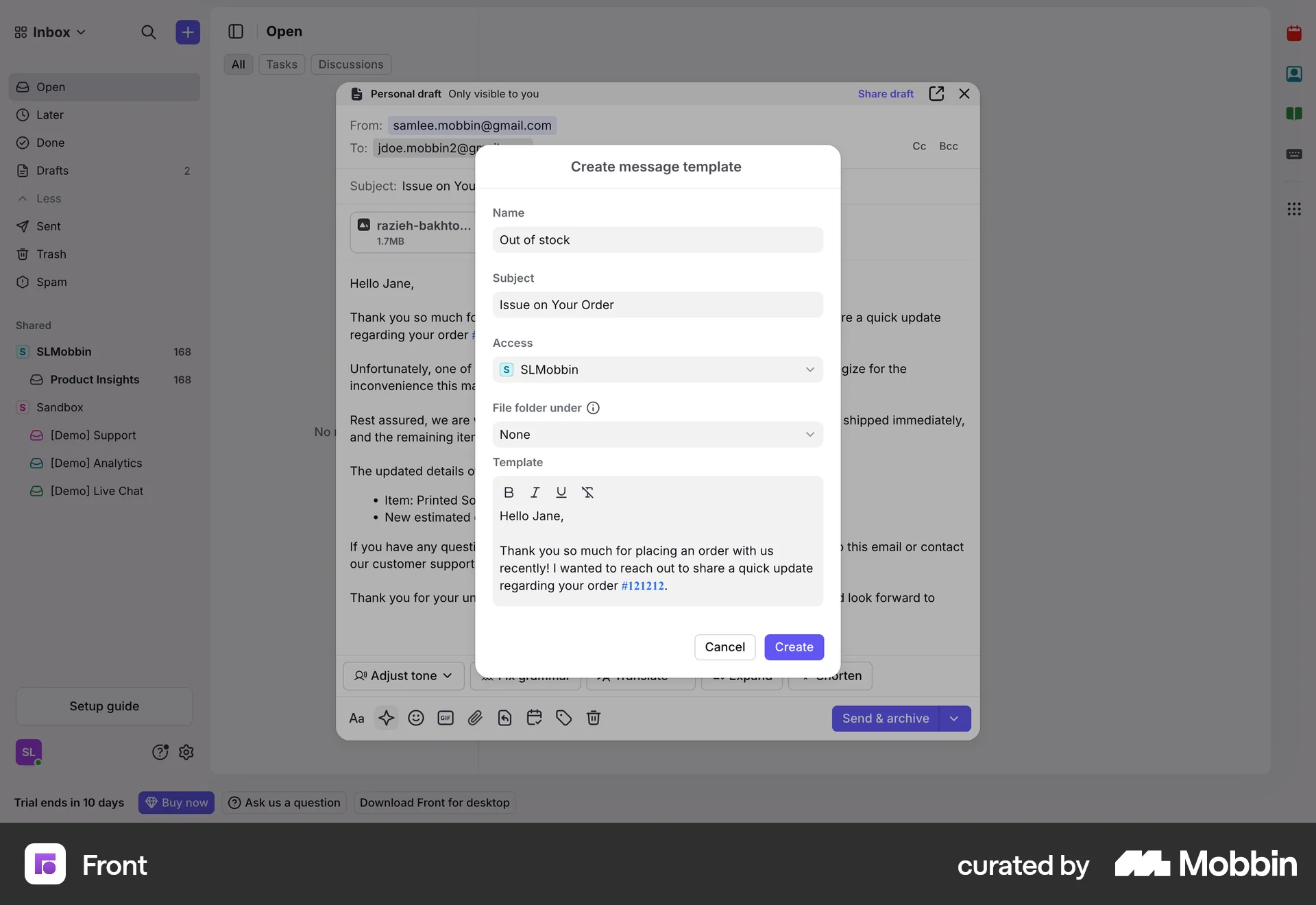 Front Web screen containing Text Field UI element