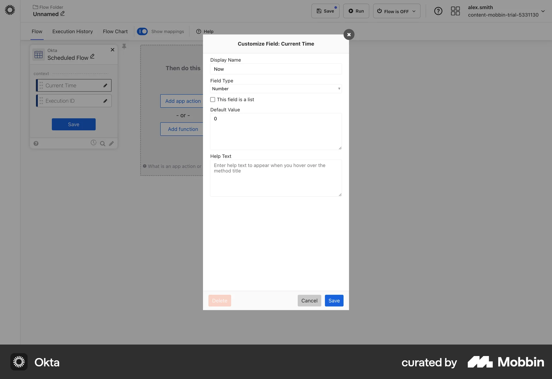 Okta Web screen containing Text Field UI element