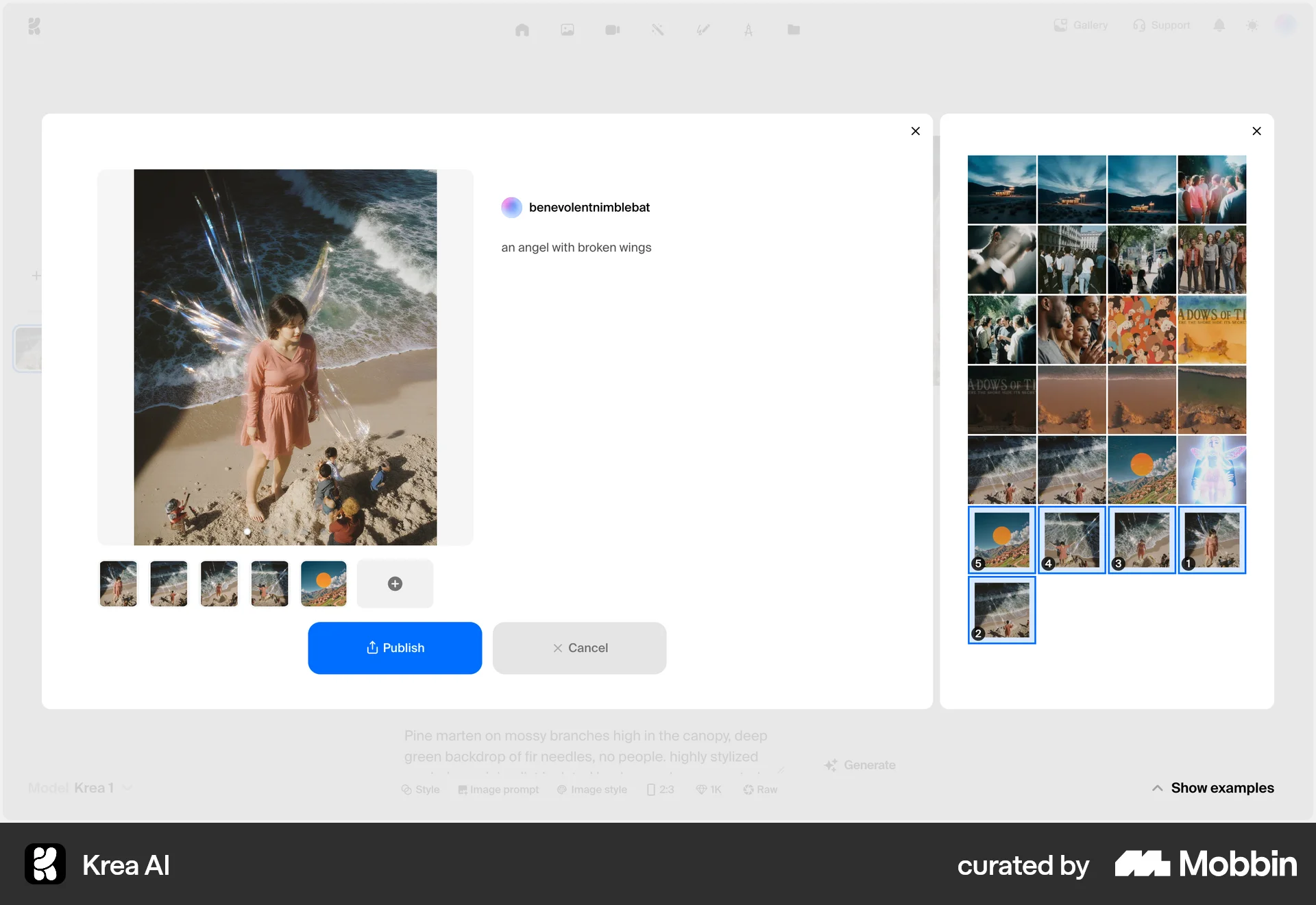 Krea AI Web screen containing Tile UI element