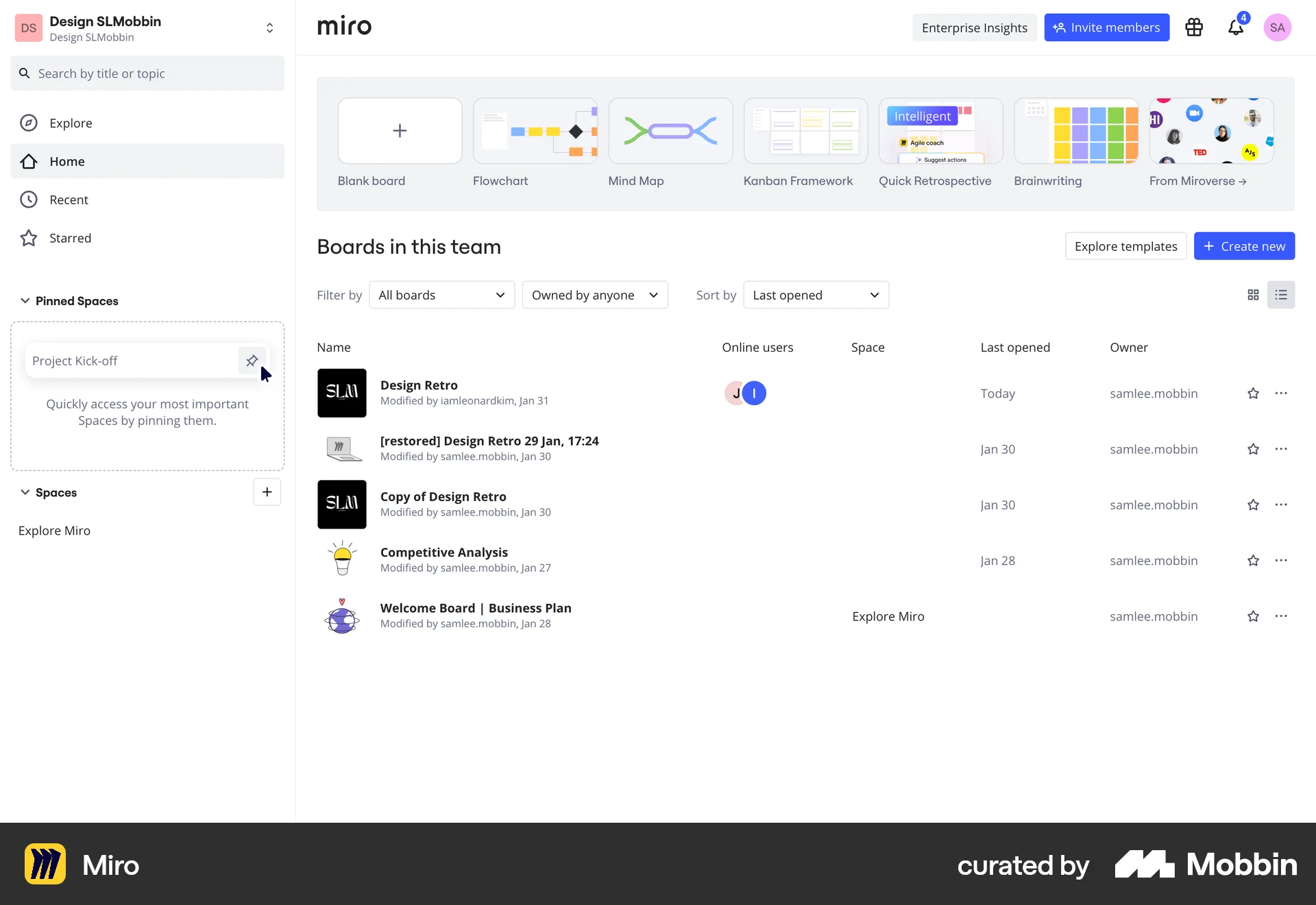 Miro Web screen containing Table UI element