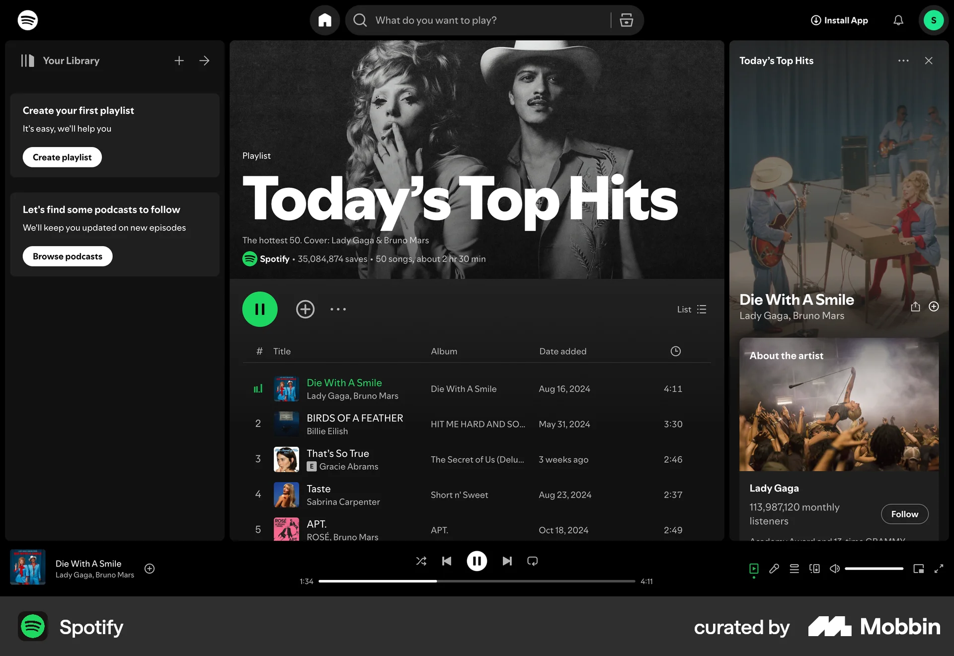 Spotify Web Audio Player screen