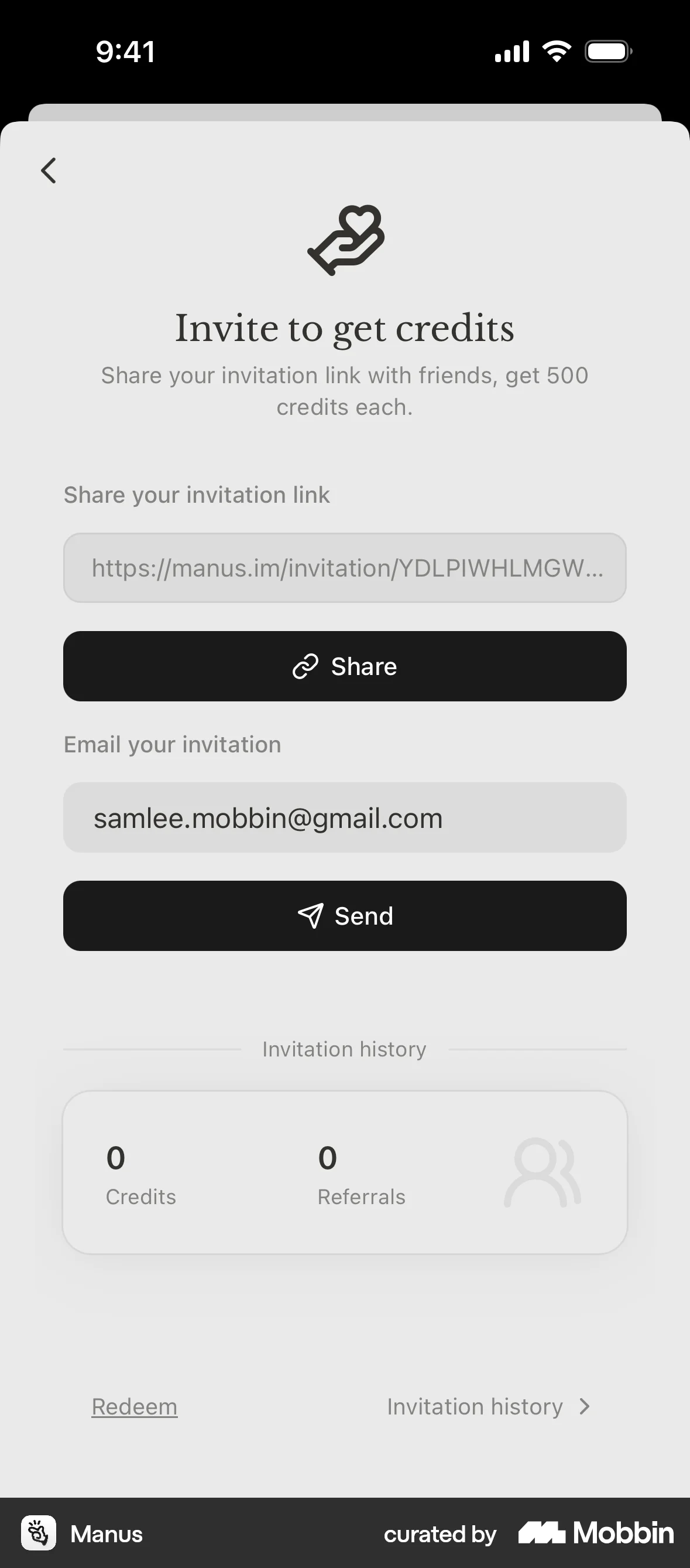 Manus iOS Mobile App Design screen